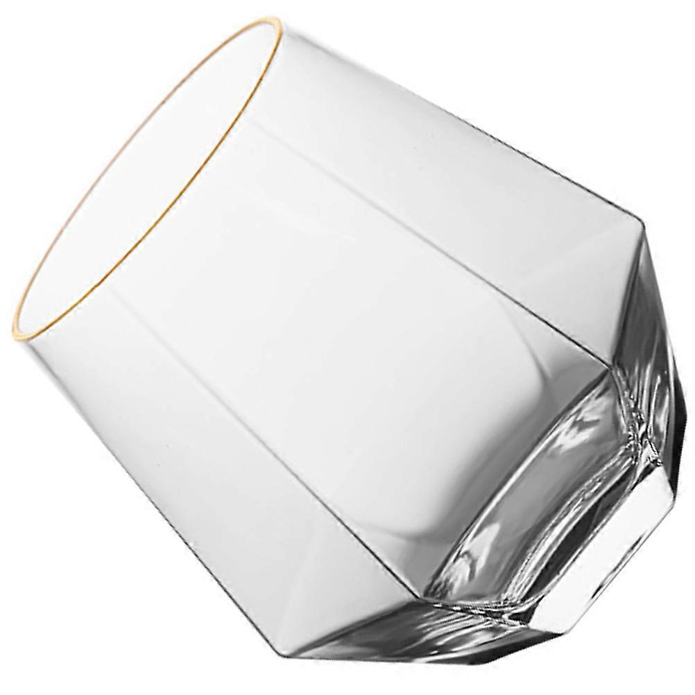 Creative Glass Cup Glass Beverage Cup Restaurant Hexagonal Stable Design 340ML 1Set