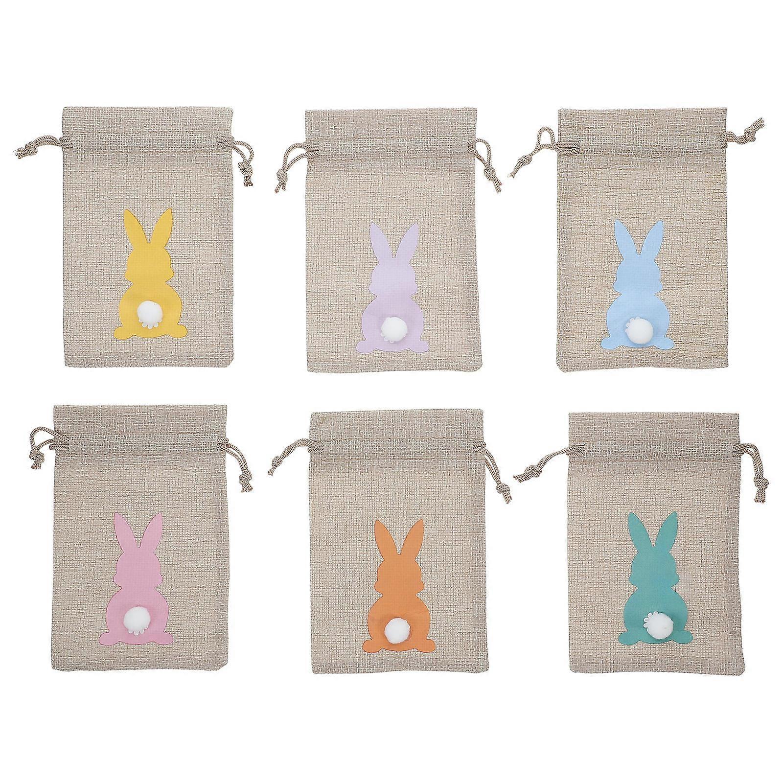Cute Design Burlap Drawstring Bags For Party Favors Rustic Style Multi Color 15.00X10.00X0.20CM present Bag Kids And Adults 6Pcs