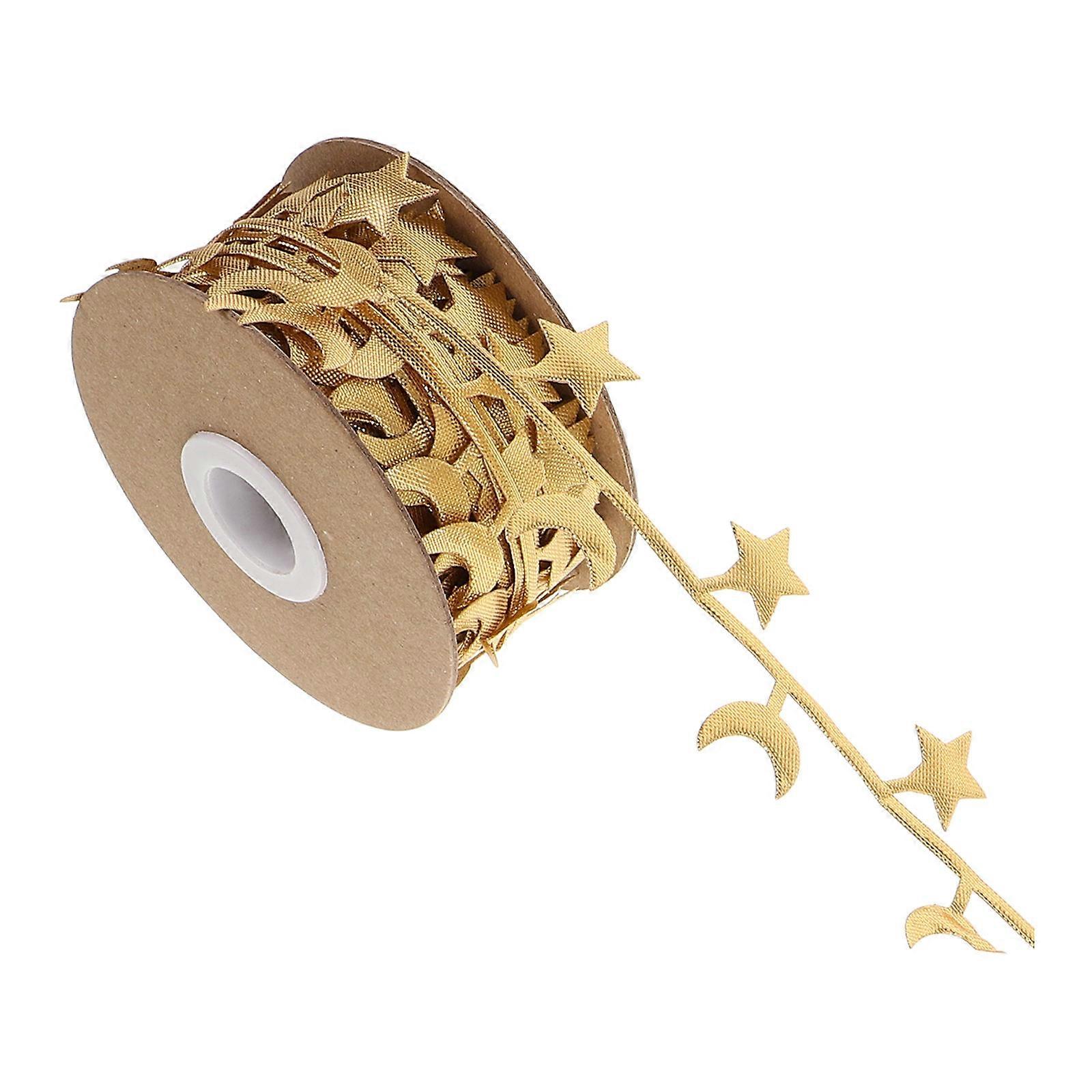 Festive Star and Moon Shape Craft Ribbon Trim for Present Wrapping 1 Roll