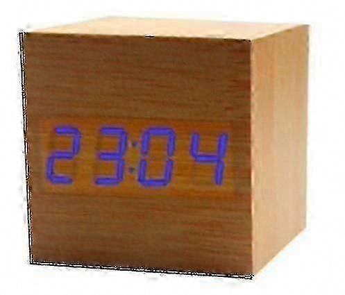 Ginkgo Cube LED Alarm Clock with Sound Activation, Time Date Temperature Display, Multiple Colors A10