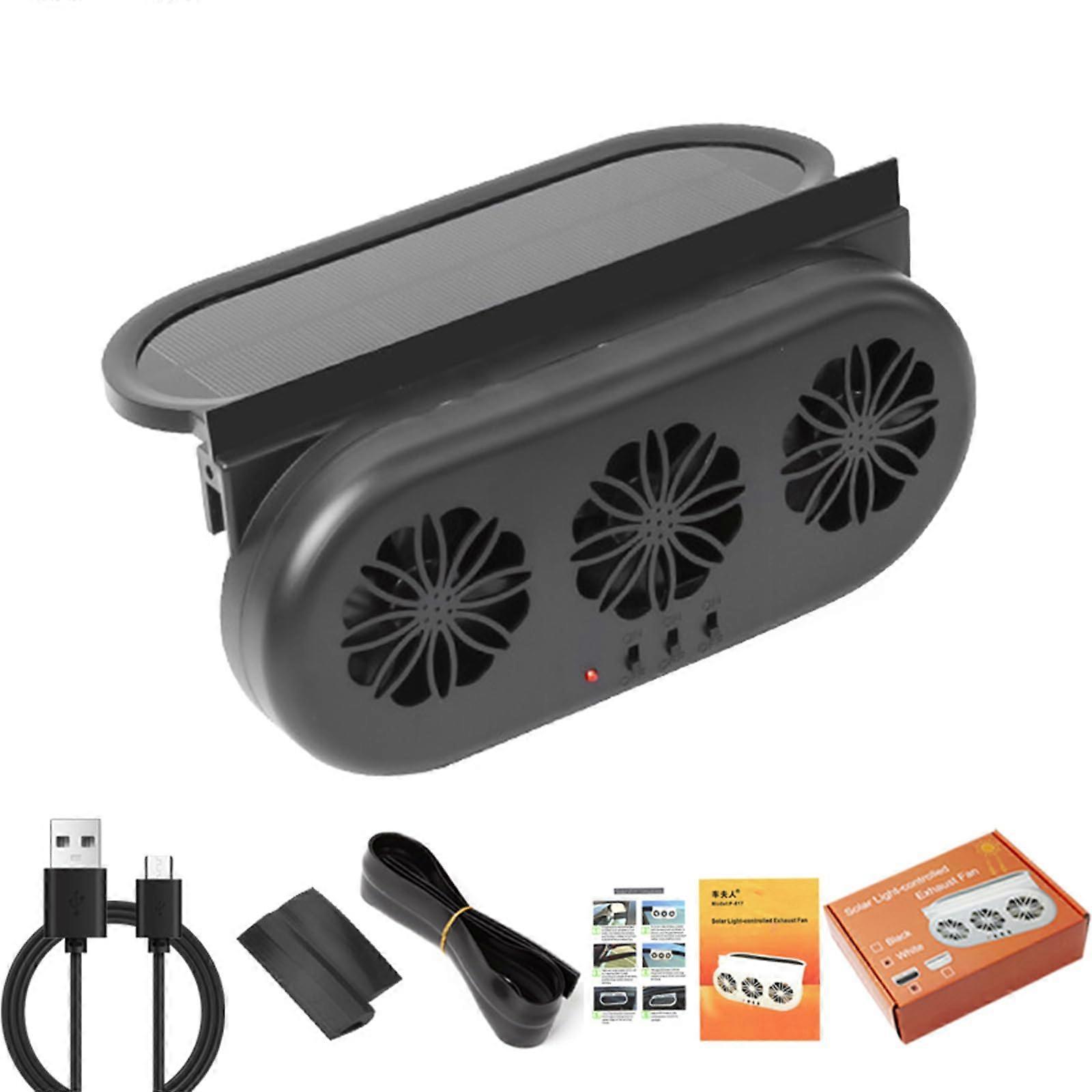 Auto-Solar Window Exhaust Fan, Solar-Powered Car Ventilation System, 12V Energy-Efficient Air Circulator, Compact Design