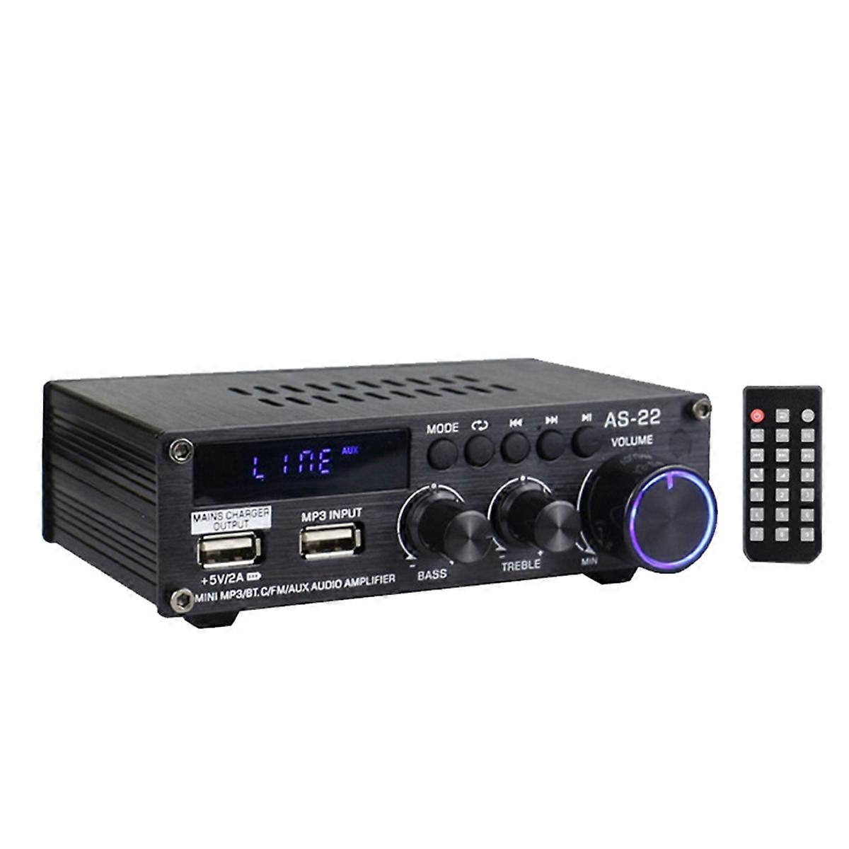 AS22 HiFi Digital Amplifier 30Wx2 2.0 Channel Car Bluetooth US Plug