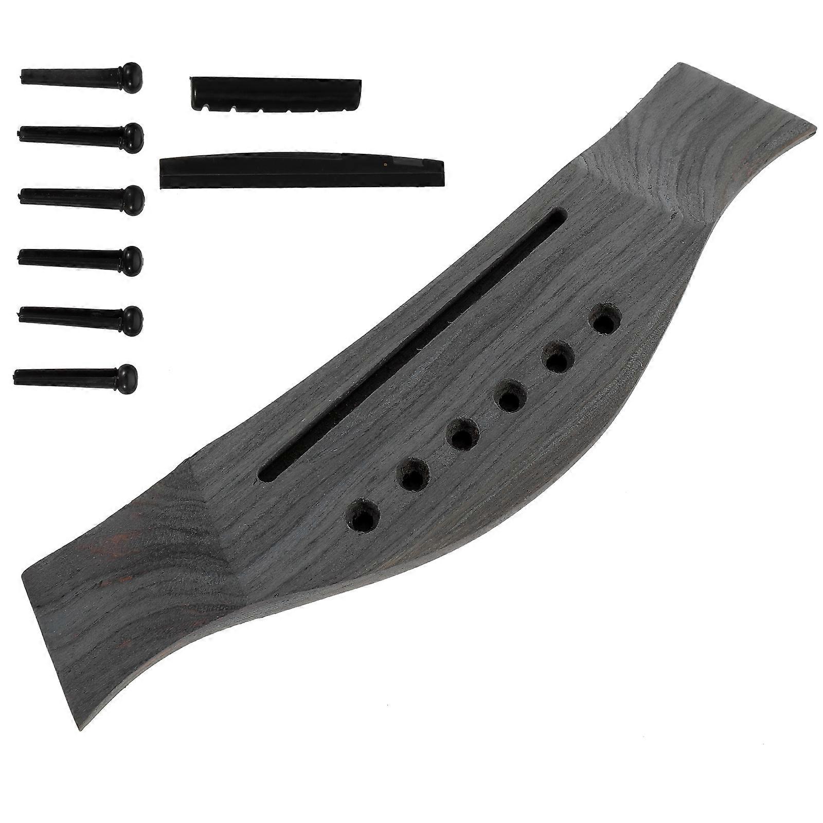 Guitar Bridge Pin Saddle Nut Repair Accessories Set for Acoustic Guitar Brown Plastic 1 Set