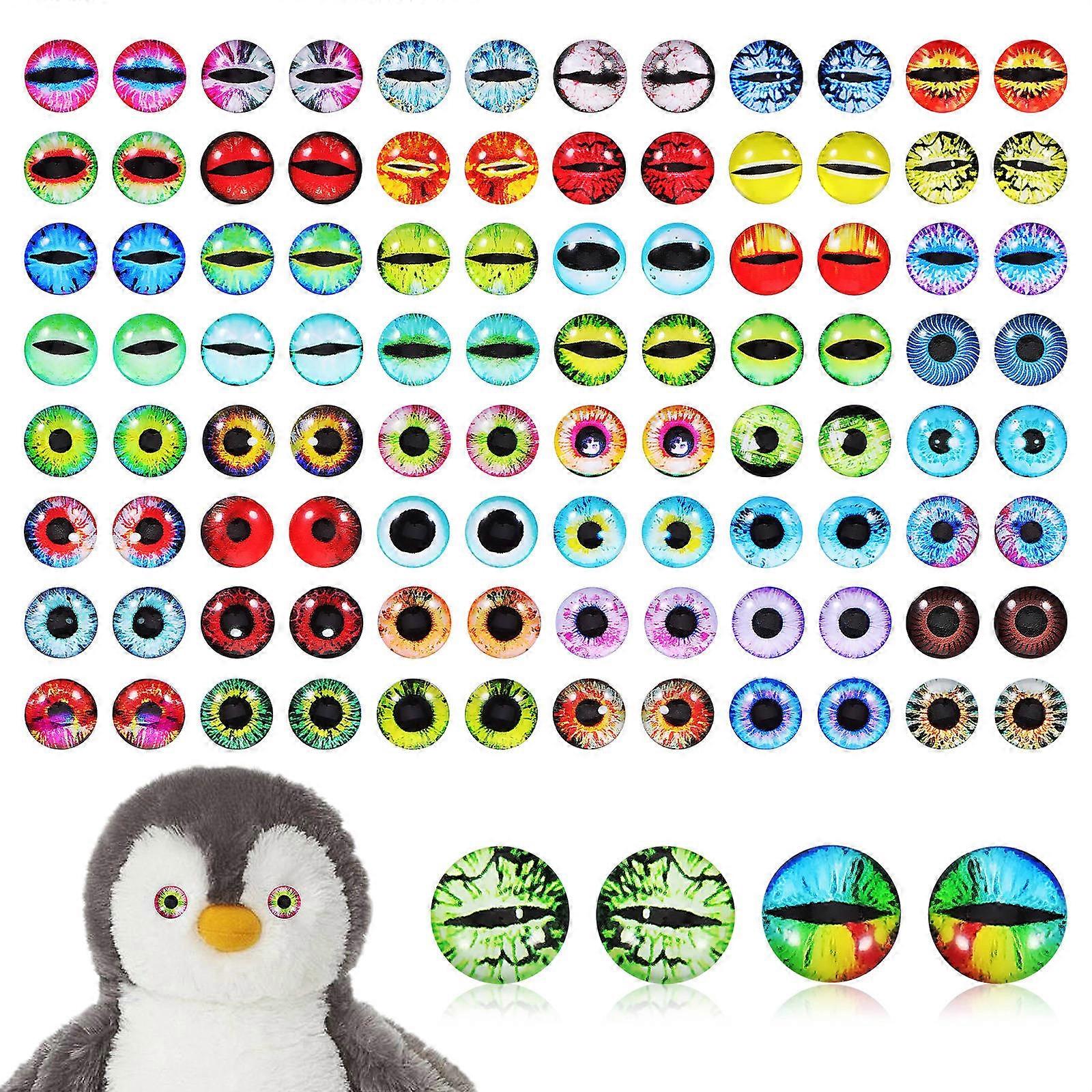 Realistic Craft Eyeballs Glass Eyes For Stuffed Animals Assorted Color 12mm Flat Round Easy to Use 100 Pcs