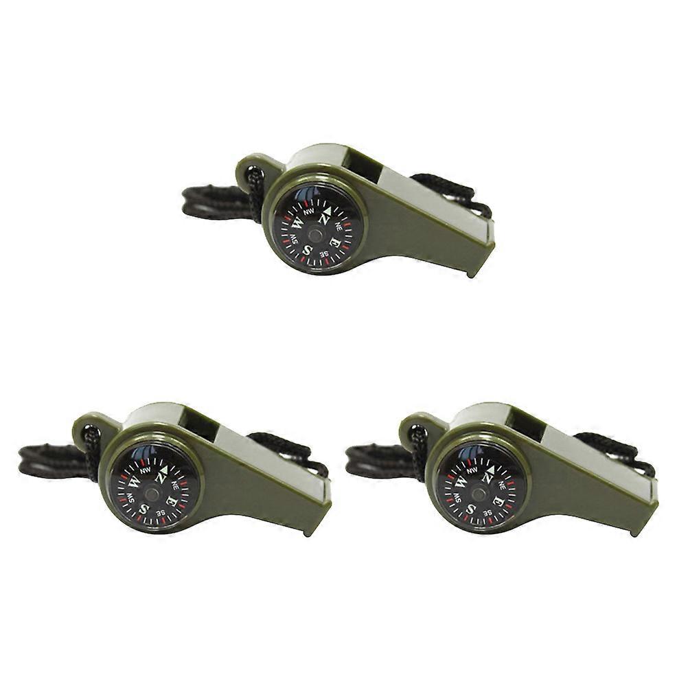 3Pcs Outdoor 3 In 1 Survival Whistles Compass Thermometer Emergency Whistles