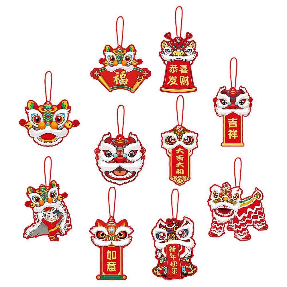 10pcs Chinese New Year Ornaments Spring Festival Tree Decoration Pendant 2024 Year Of Character Fu Decal With Strings For Home Office Car Tree Decor