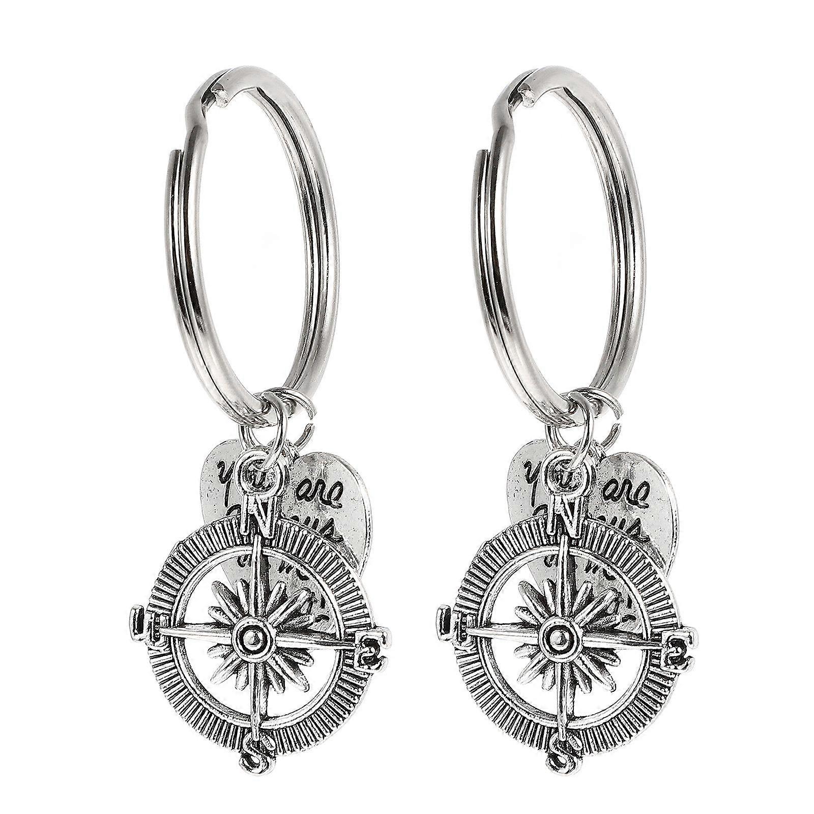 Silver Alloy Keychains with Always Tag Decorations for Hanging Keys 2 Pieces