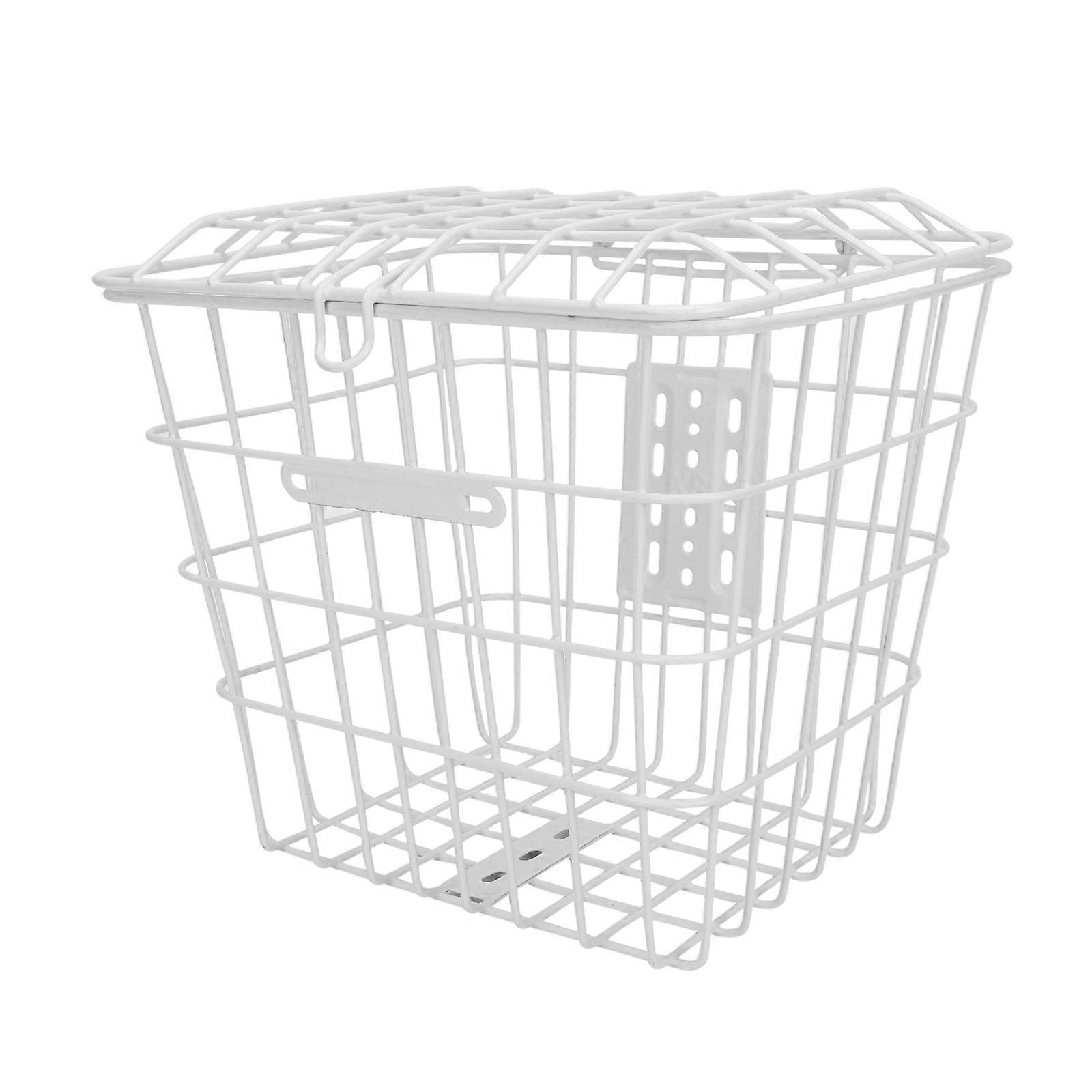 White Steel Wire Bike Storage Basket – Easy Install, Large Capacity for Groceries, Sports Balls, and Essentials, Durable Cycling Accessory