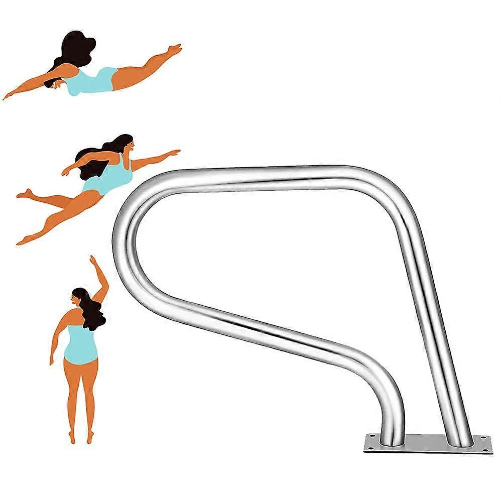SpaDeck handrails, easy to install, stainless steel pool handrails with base plate, curved grab rail, load capacity (thickness: 1.5 mm)
