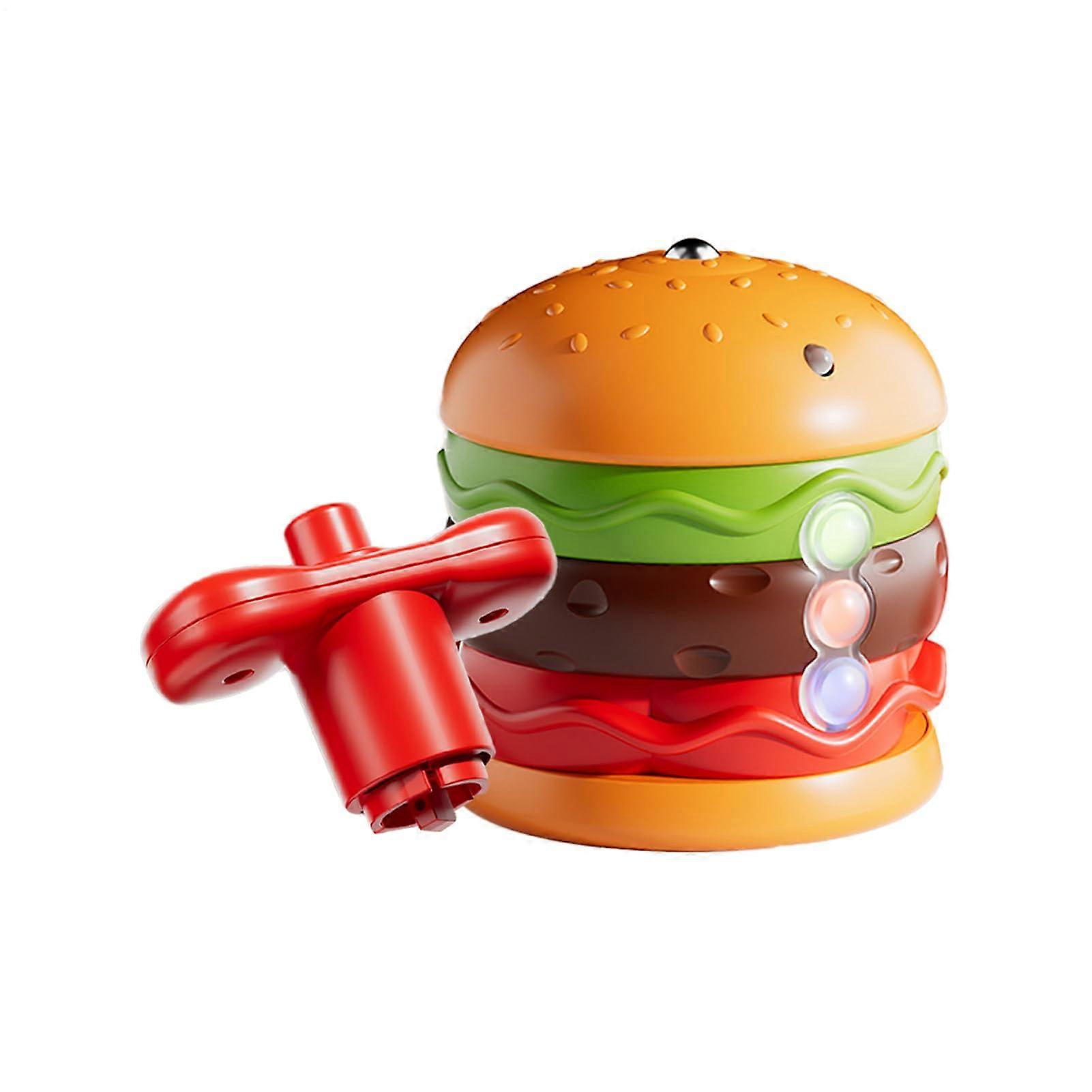 Glowing Hamburger Spinning Top Battle Game With Music, Educational Balance Toy For Kids Parties On The Go