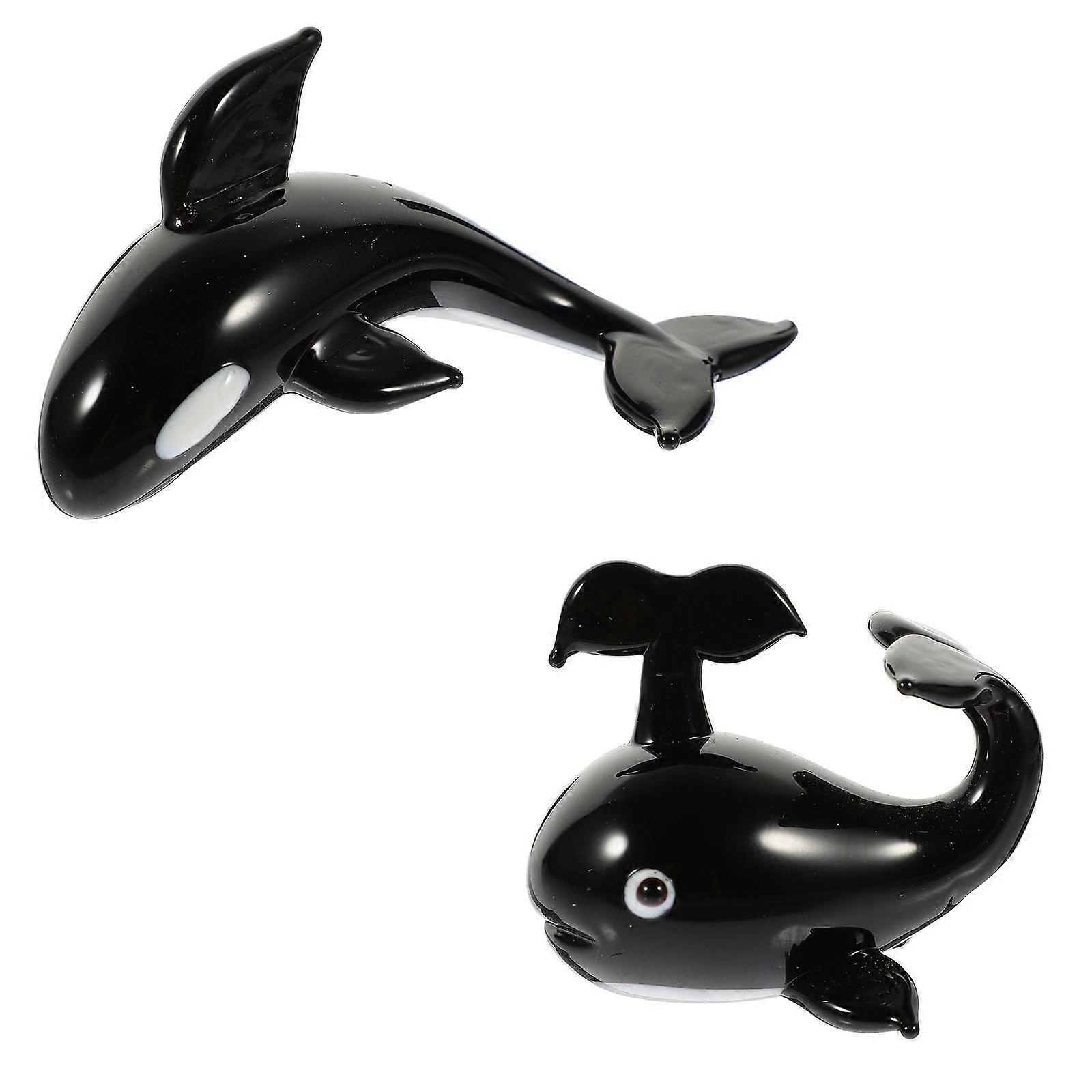 Whale Decorations Elegant Artware Home Decoration Stable Placement Glass Material 7 8x4cm 2Pcs