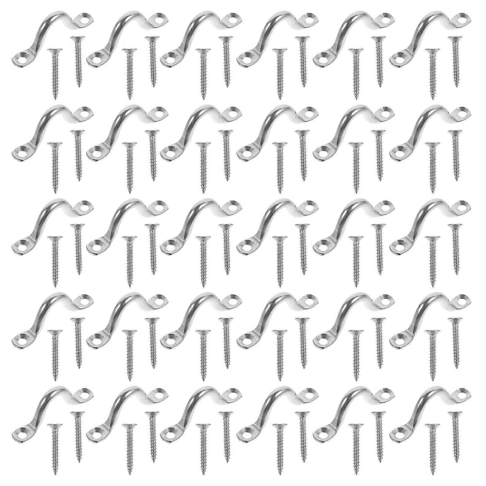 Kayaking Accessories Silver U-Shaped Deck Tie Down Pad Eye Straps for Boat Yacht 2.04x0.35x0.51in Door Handle 50 Sets