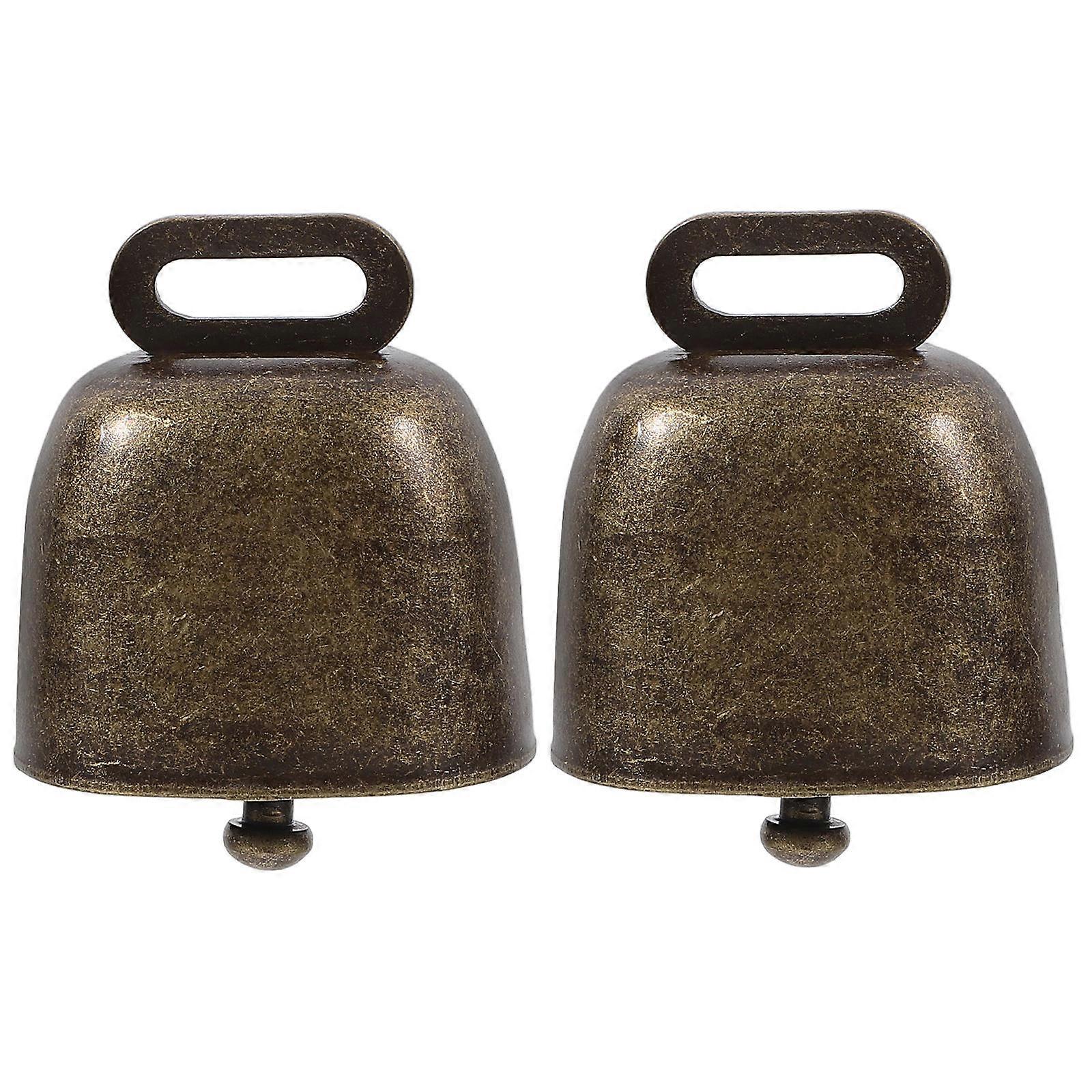 2pcs Square Cowbells with Handle Durable Iron Noisemakers for Festivals, Weddings, Sports Events, and Classroom Celebrations