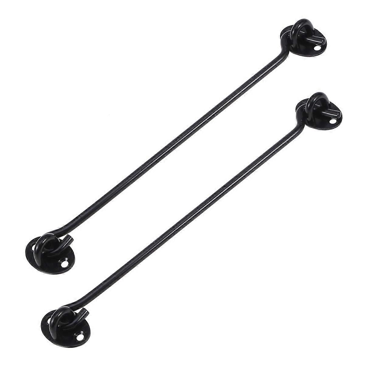 Gate Hook Cabin Hook Wind Brace Window Stay Catch Eye Bolt Hasp Black 10 Inches 2Pcs