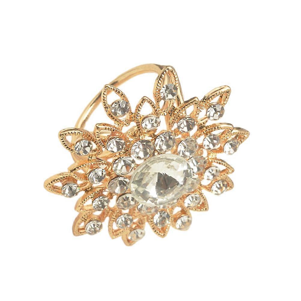 Elegant Crystal Rhinestone Scarf Ring for Wearing Golden 3 Pack