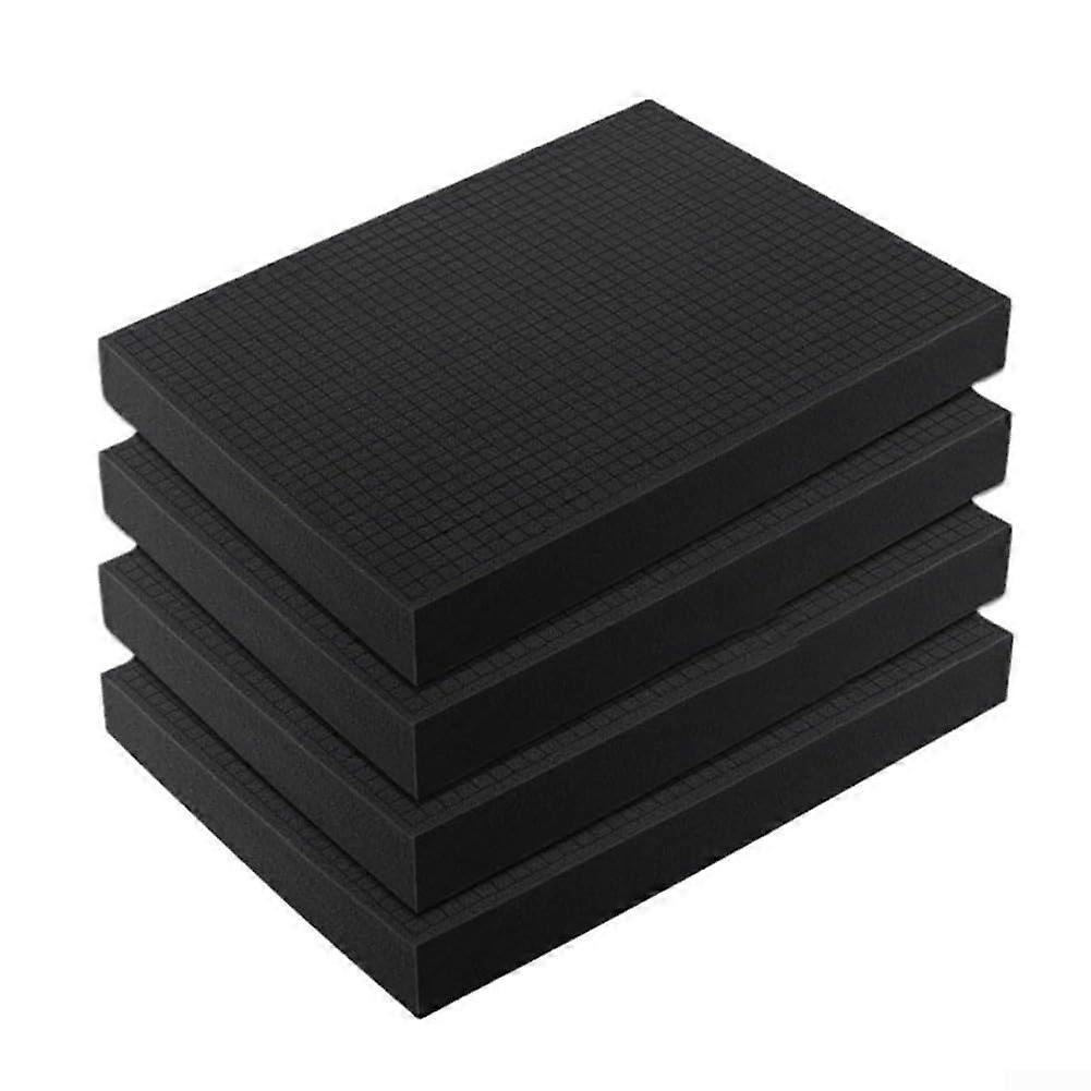 High-Density Foam Sponge Blocks 4 Pieces Grid Pattern For Modeling Crafting Workshop Cushion 405 x 305 x 40 mm Black
