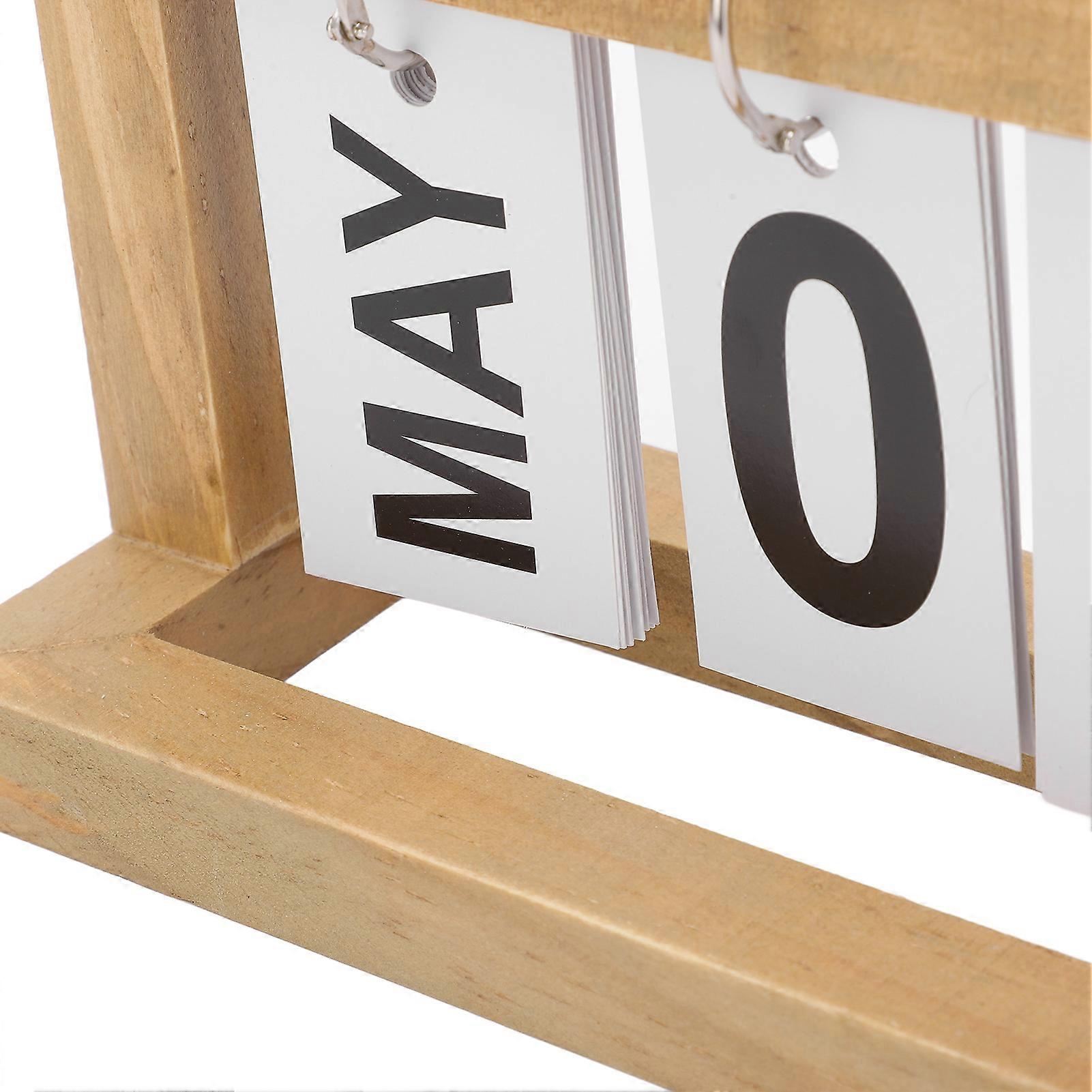 Small Desk Calendar Wood Colour Months Dates Separate Flip Charts Stylish Practical Desktop Decoration
