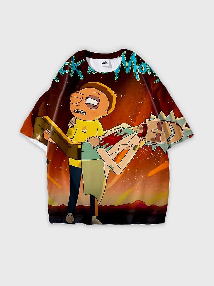 T-shirt round neck Animation Character Pattern loose short sleeve E2226