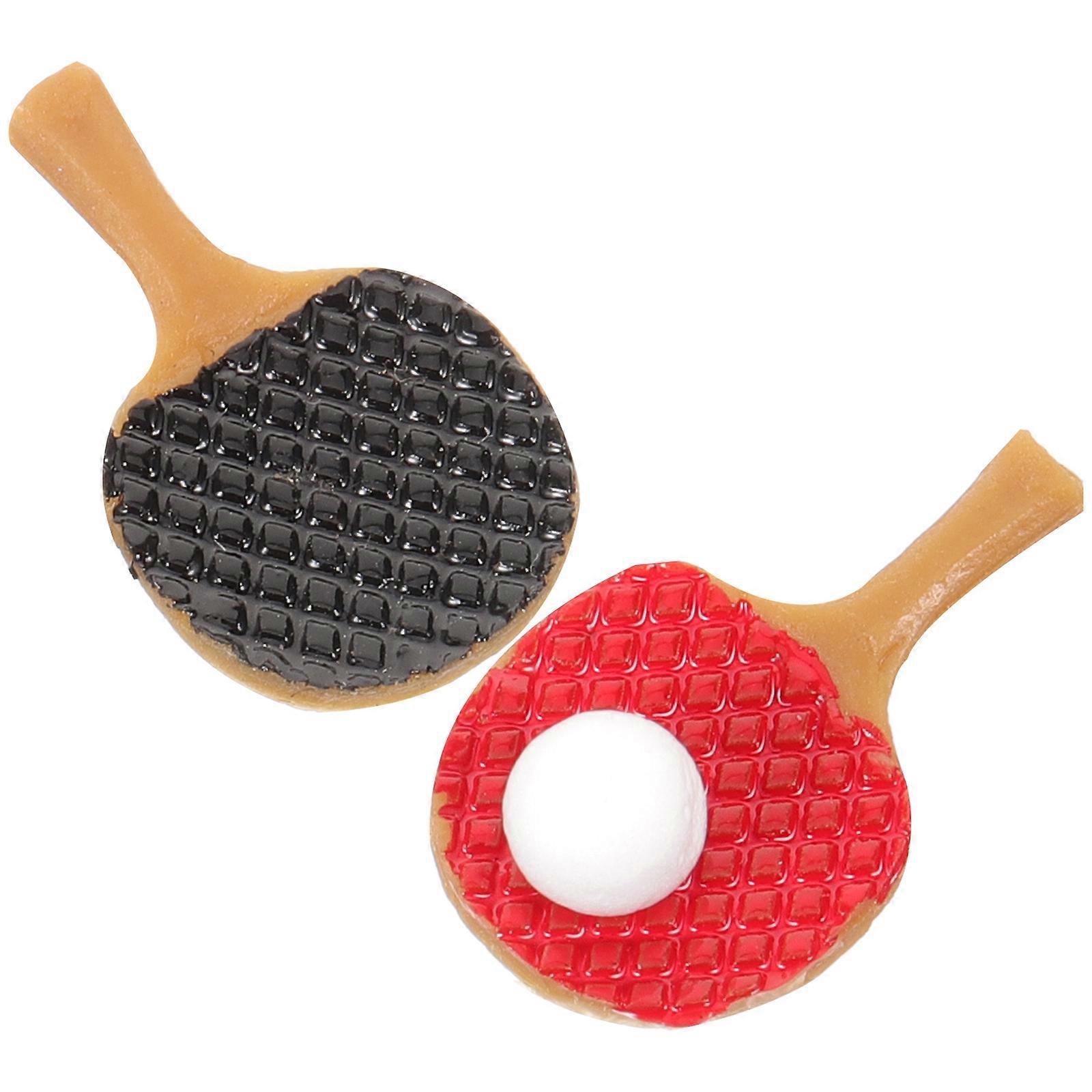Mini Table Tennis Set Ornaments for DIY Crafts and Decorations 3 Sets Resin Assorted Color
