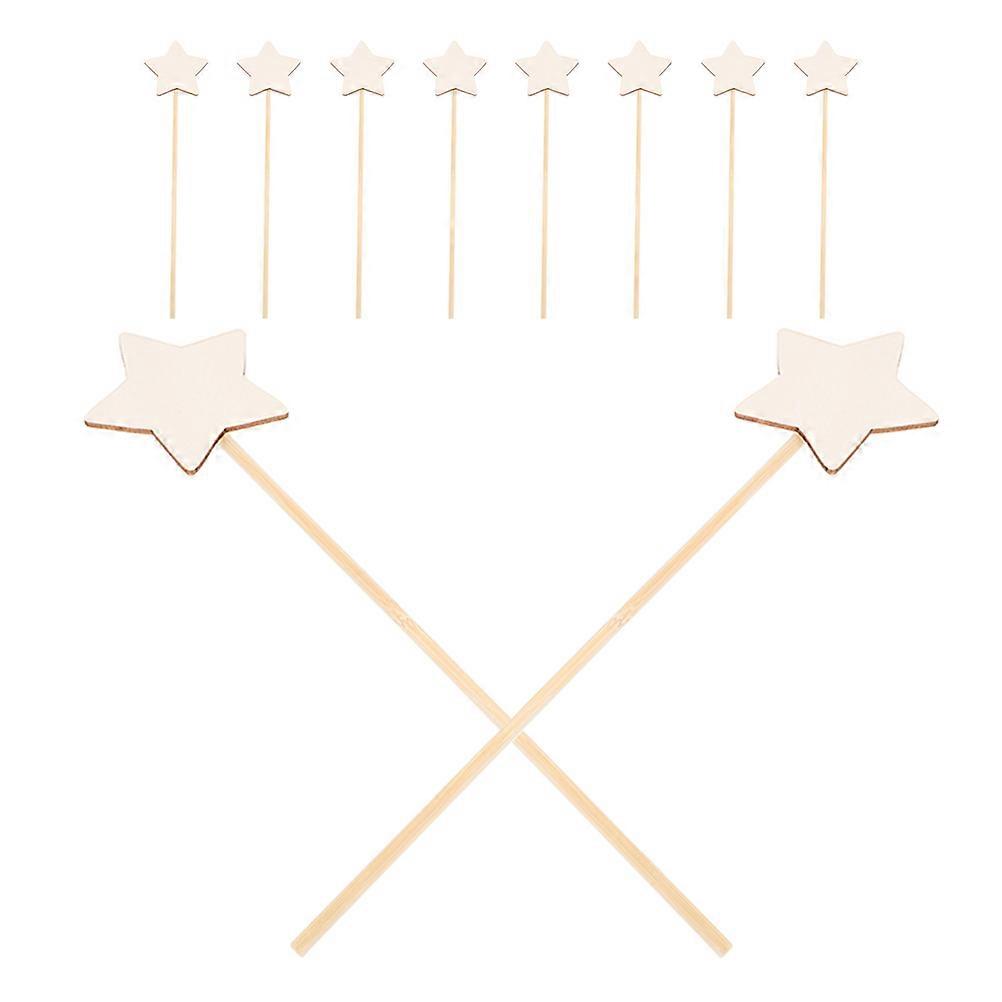 Princess Fairy Wands Craft Diy Wooden Star Wands Diy Crafts For Kids Imagination Development Light Yellow 34.00X8.00X8.00Cm 10Pcs