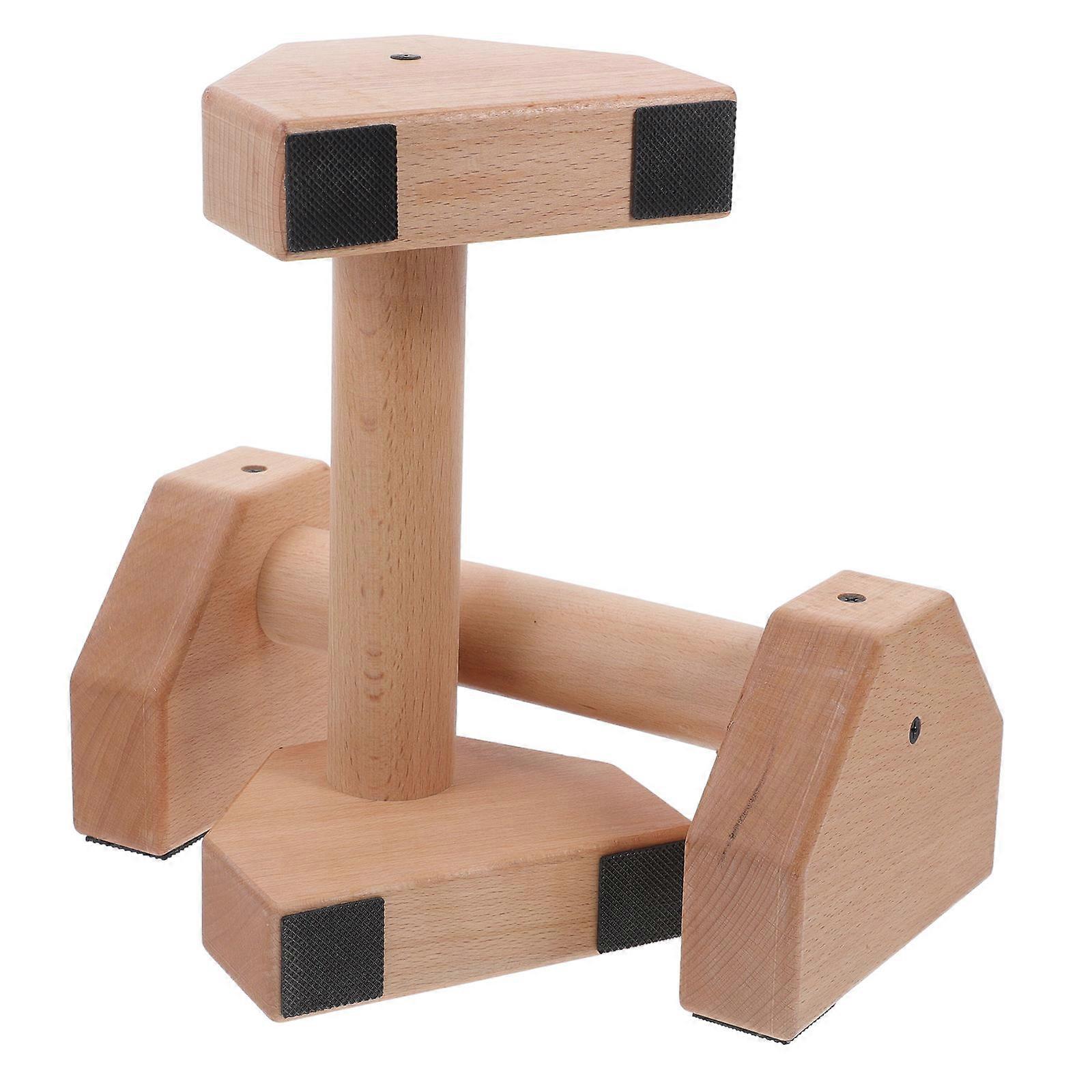 Wooden Push-Up Handles for Exercise Use with Strong Weight Capacity and Ergonomic Design Beige 2 Pcs
