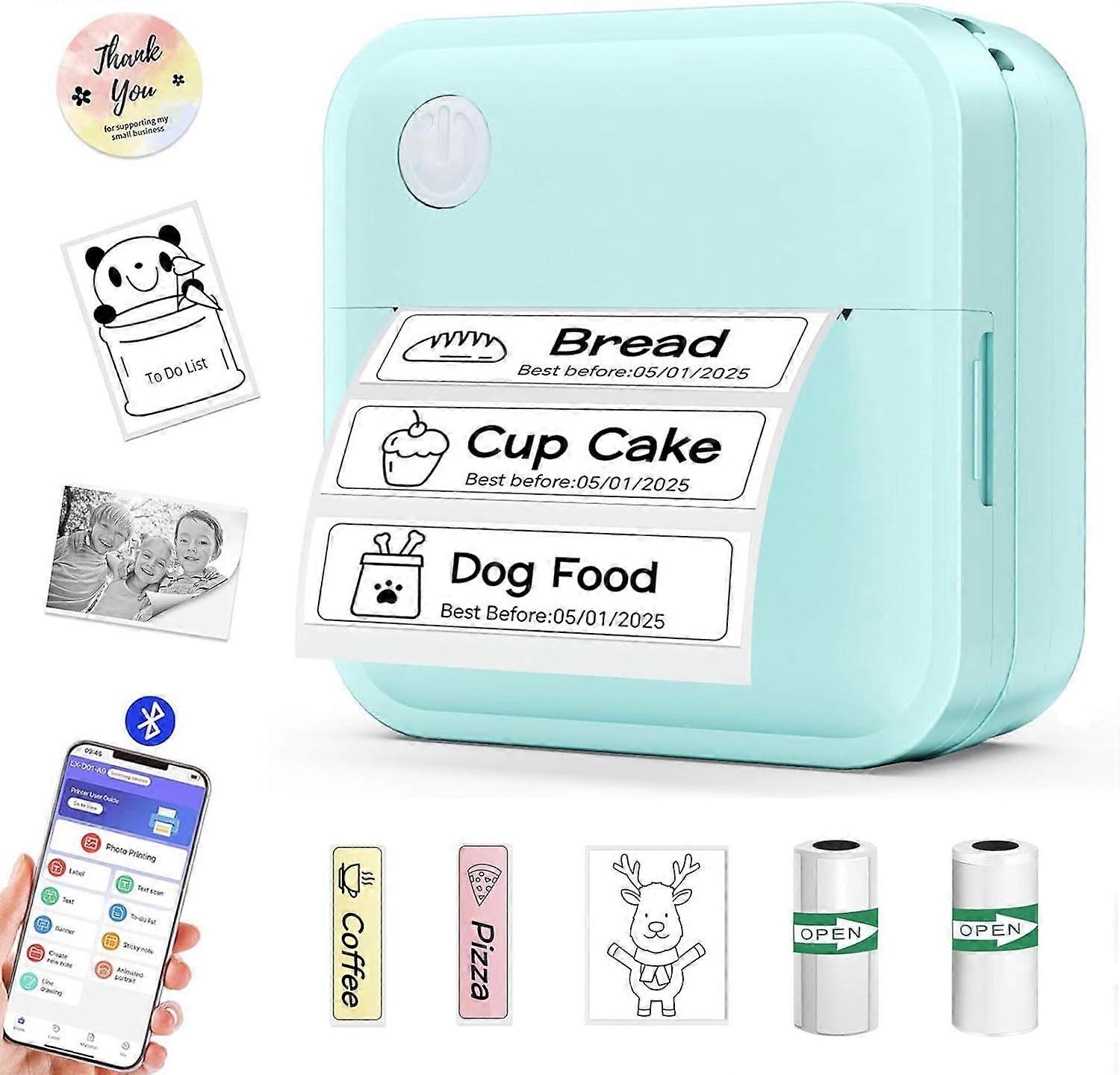 2025 Newest Model Label Maker with Tape - 14 Sizes Mini Sticker Printer Bluetooth Label Pr