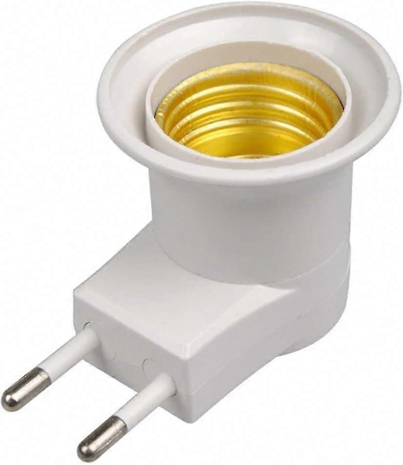 LED E27 Socket Adapter with On/Off Switch - EU Plug White Bulb Holder Converter