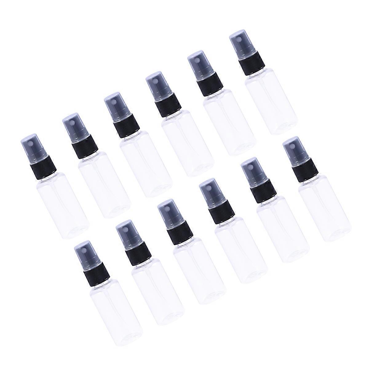 12pcs Travel Reusable Spray Bottles, Empty Fine Mist Sprayers, Clear Simple Cosmetic Bottles with Black Nozzle, Random Color