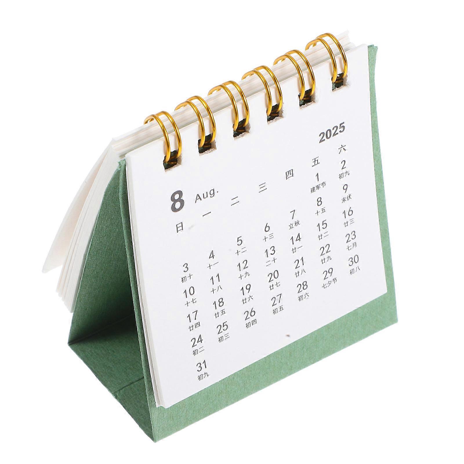 Mini Desk Calendar 2025 Spiral Binding For Dorm Office Date Reminder 1Set