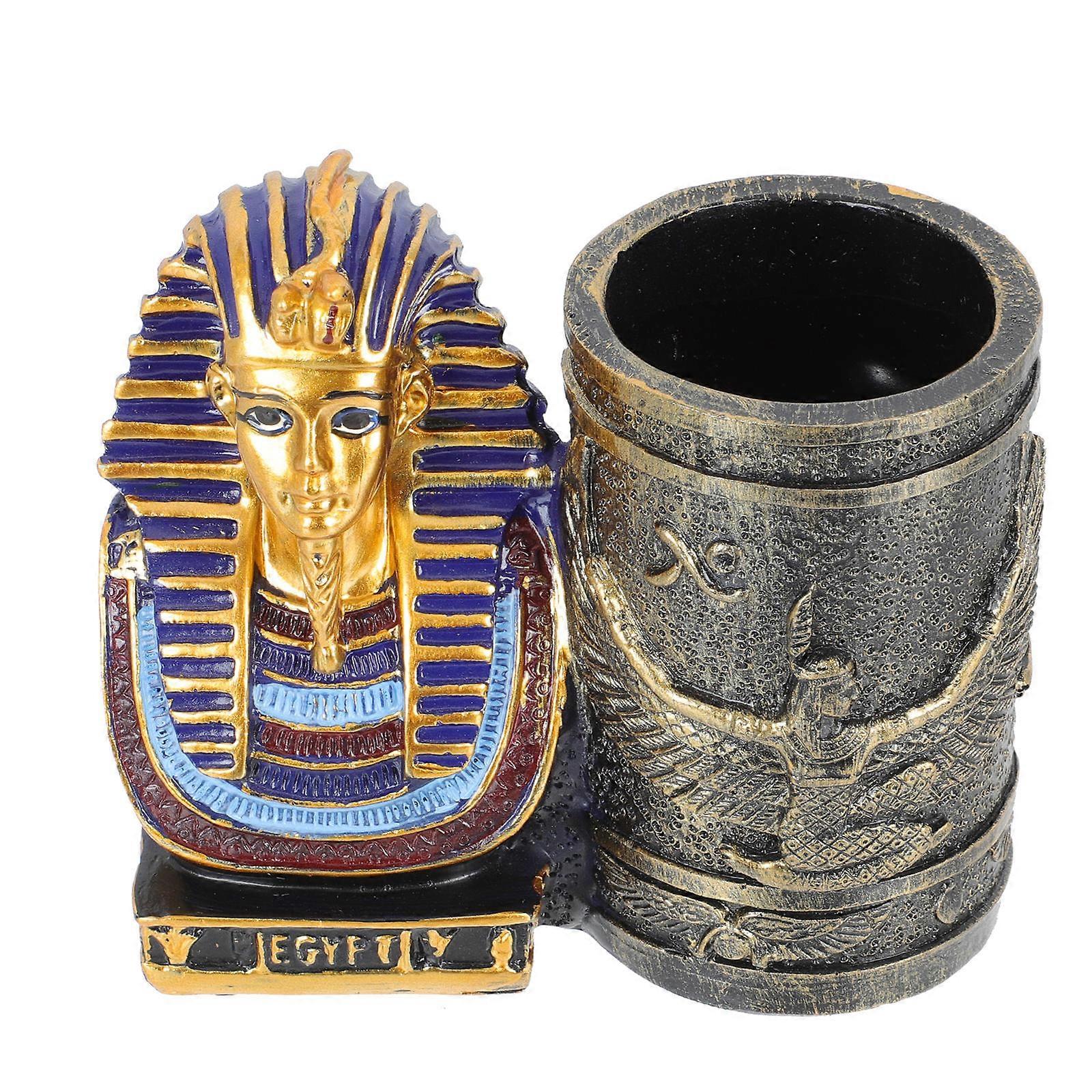 Stylish Desktop Design Egyptian Pen Holder Storage 10.5x9.5cm Assorted Color 1Pc
