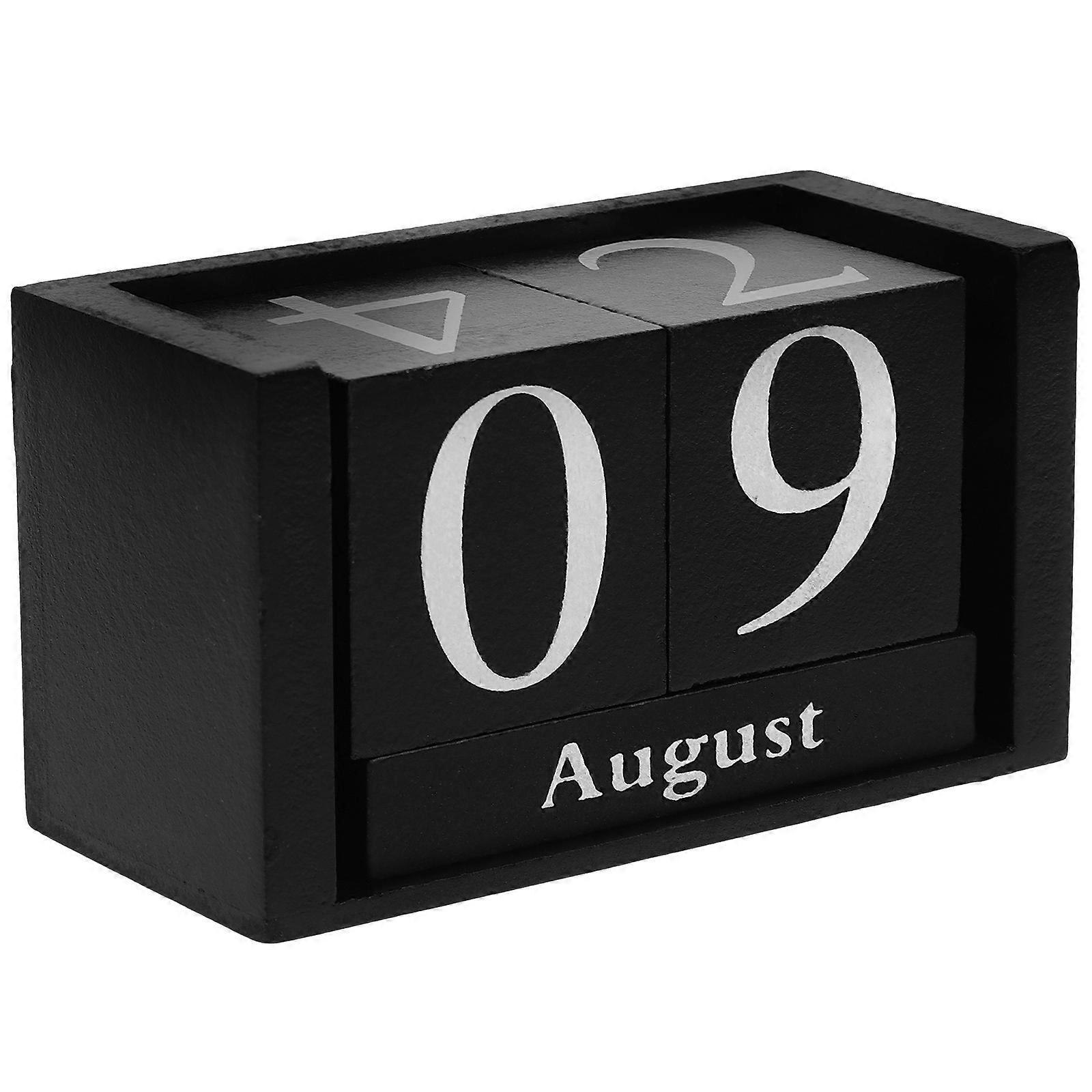 Retro Design Perpetual Calendar Black And Office Supply Square Blocks 1Pcs