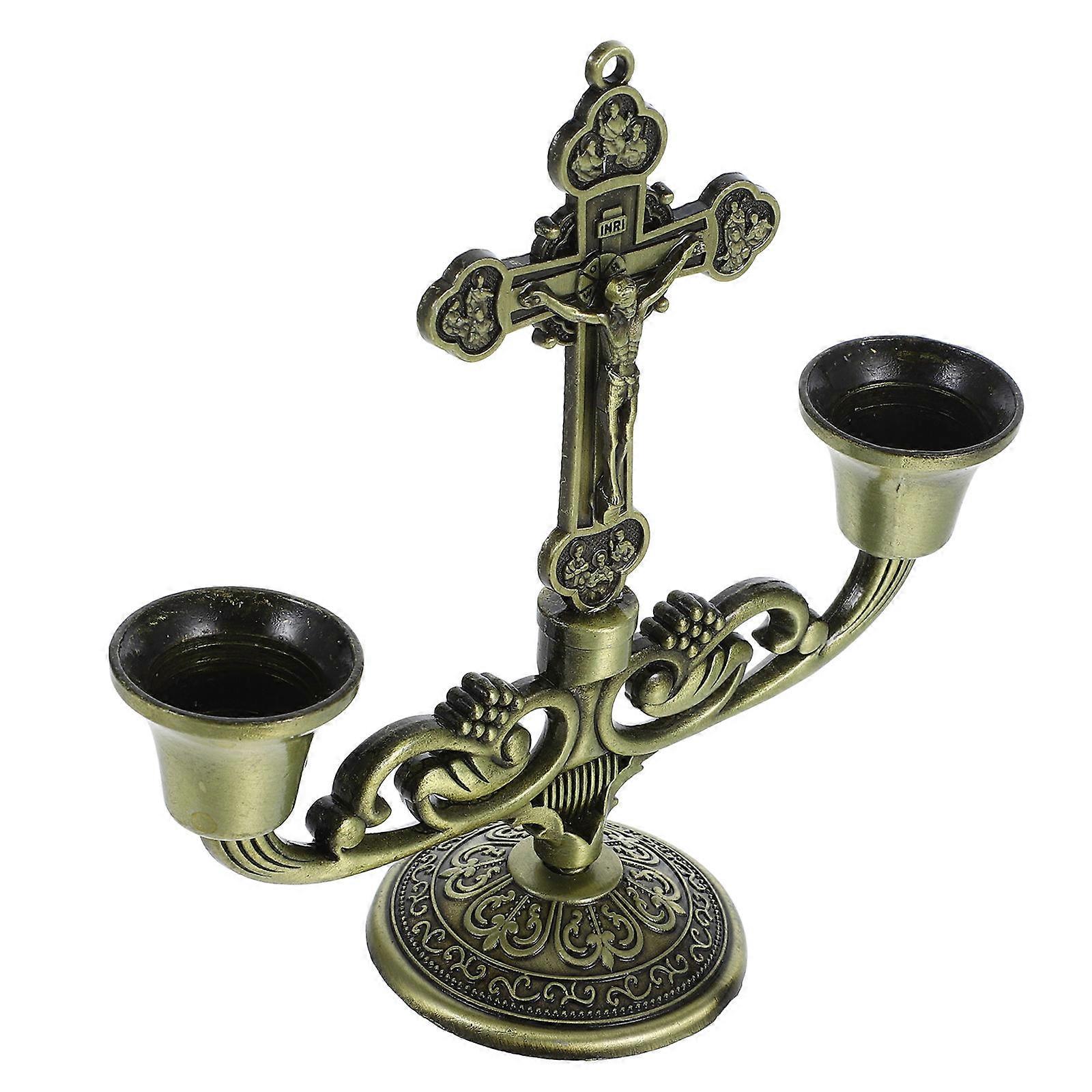 Elegant Retro Candlestick Holder Zinc Alloy For Tabletop Ornament 1Set