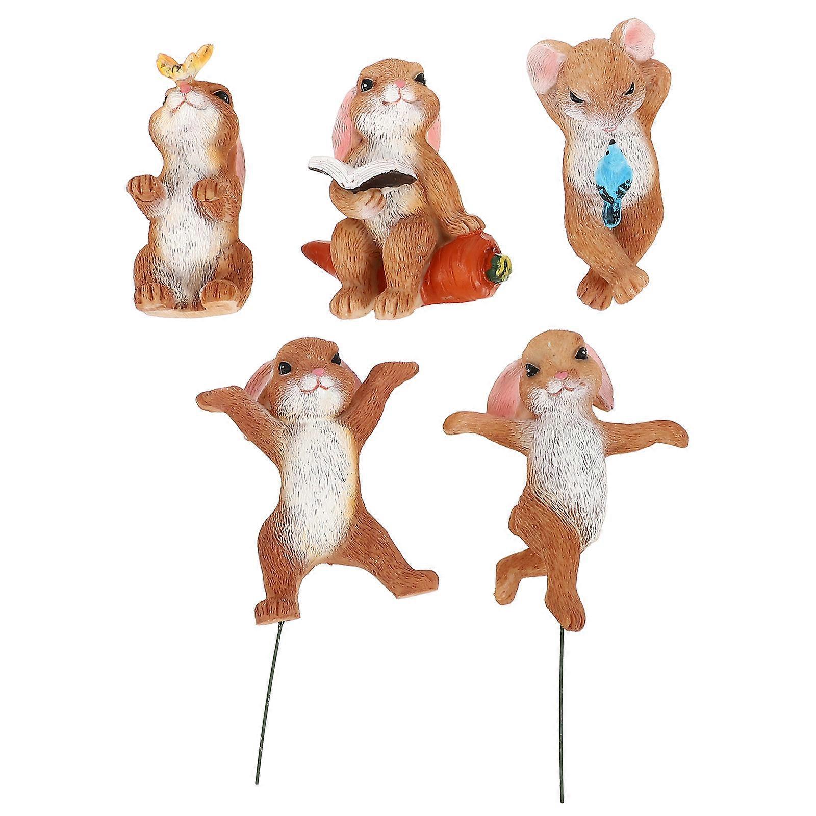 Garden Decor Animals, Lovely Rabbit Resin Ornaments for Scene Enhancement, Compact Size