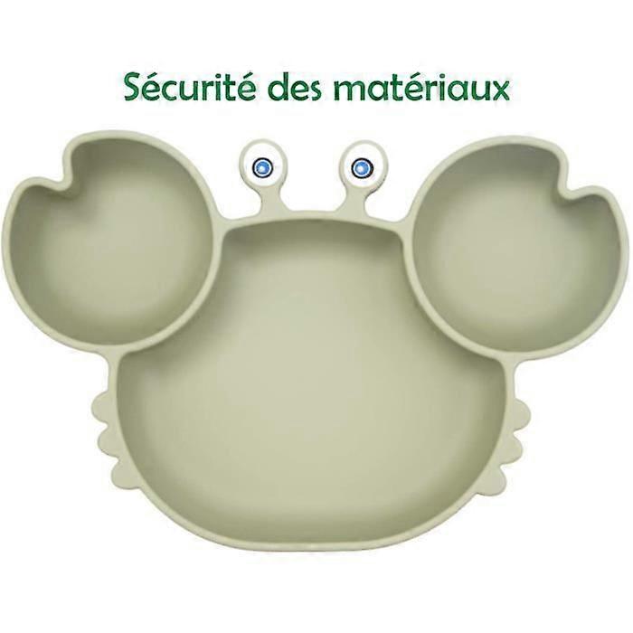 Silicone Baby Plate with Suction Cup - DISO - Non-slip Plate for Toddlers - Green Color