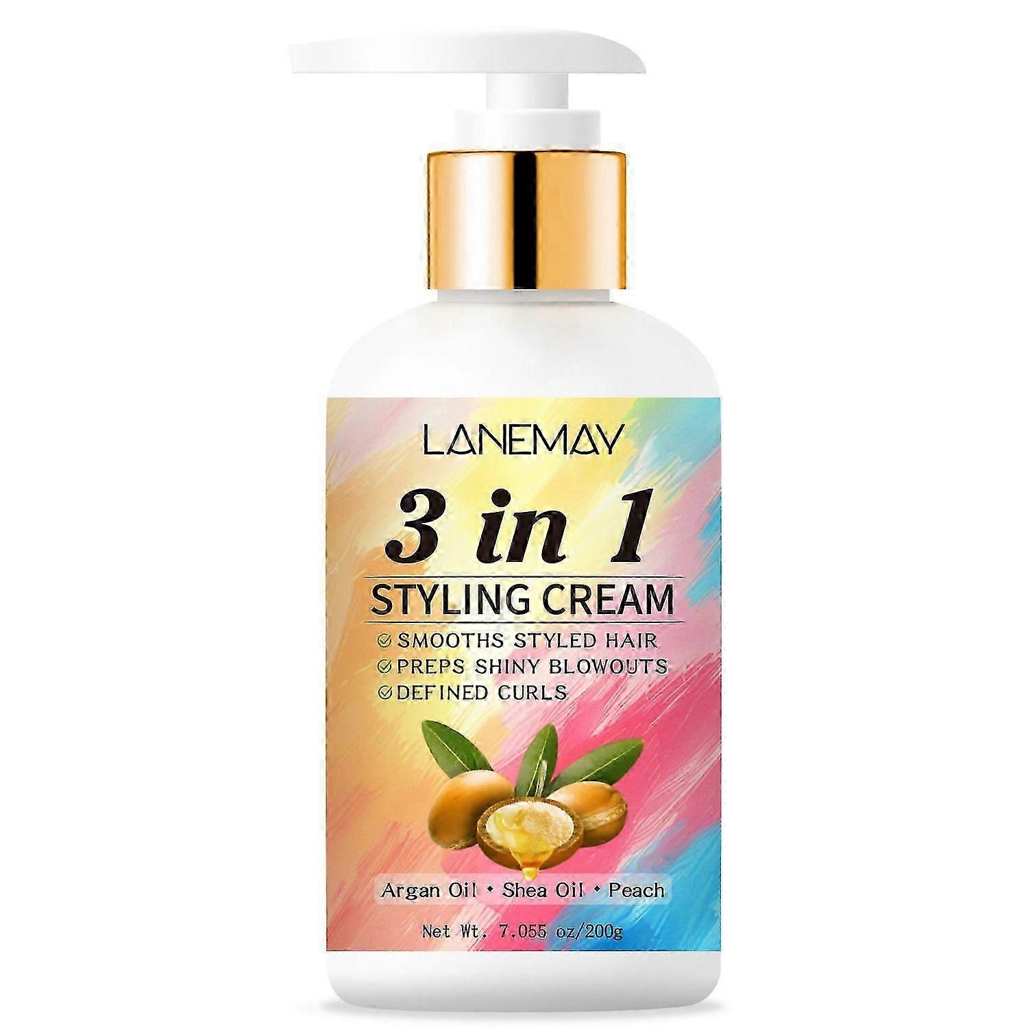 3-In-1 Styling Cream for Flyaways - Anti-Frizz Cream to Define All Hair Types & Textures - Add Shine and Smoothness with Brush