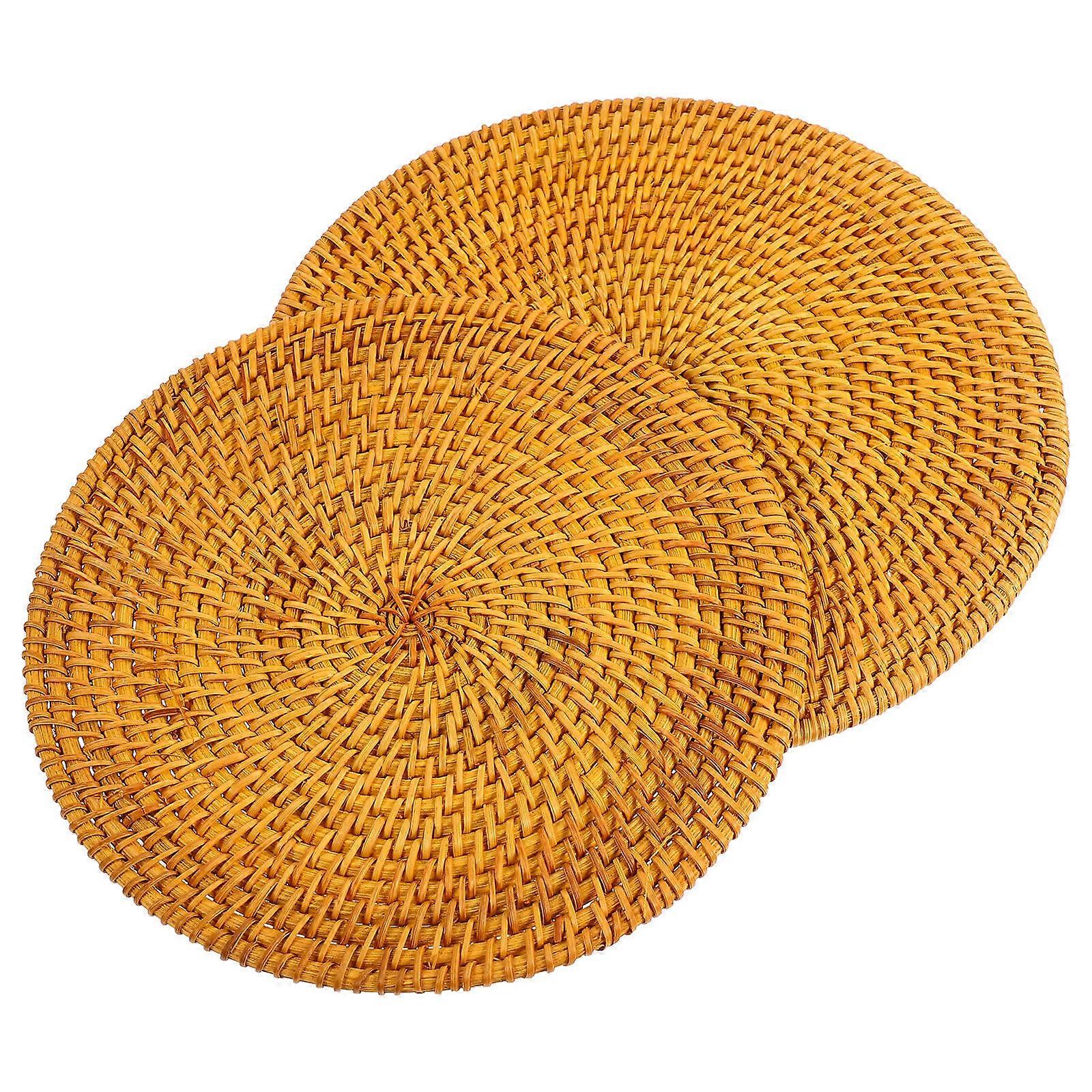 Hand-Made Rattan Coasters 2Pcs Square Cup Mat Exotic Home Decoration Cold Resistant Size 20x20x1.5cm