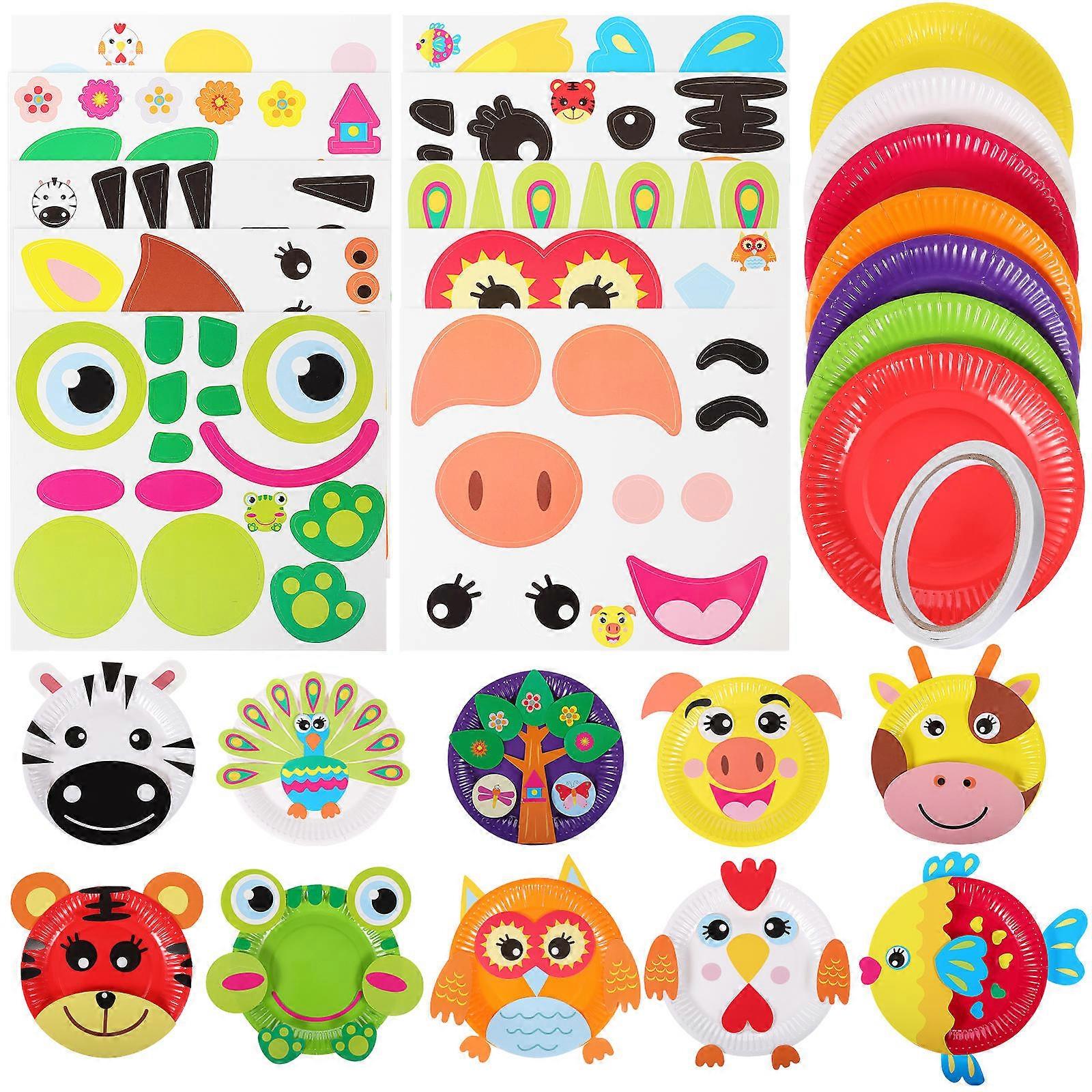 Crafts Paper Plate Sticker DIY Animal Craft Projects for Creative Playtime Fun Safe and Engaging Activity Set for Kids