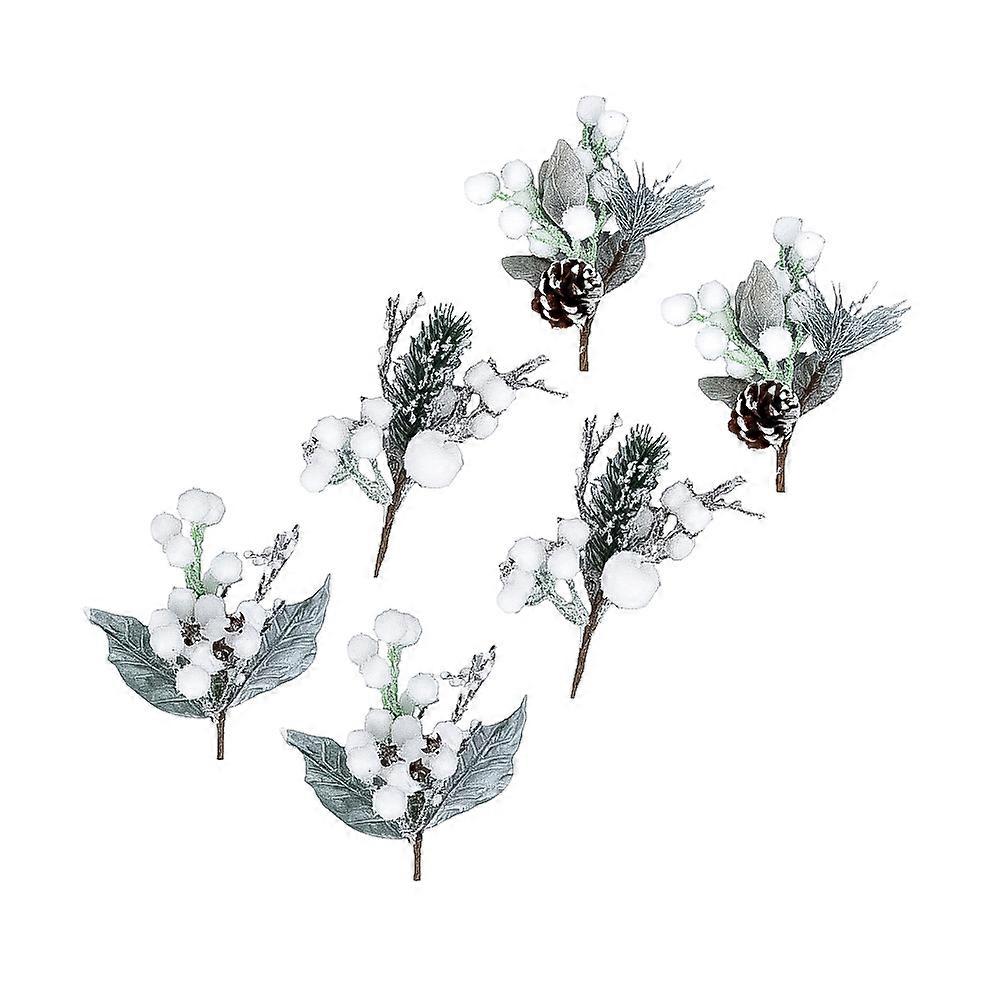 Artificial Frosted Pine Cone Mini Pine Pick Stems Decoration 3Pcs Assorted Color Christmas Holiday Home Ornament