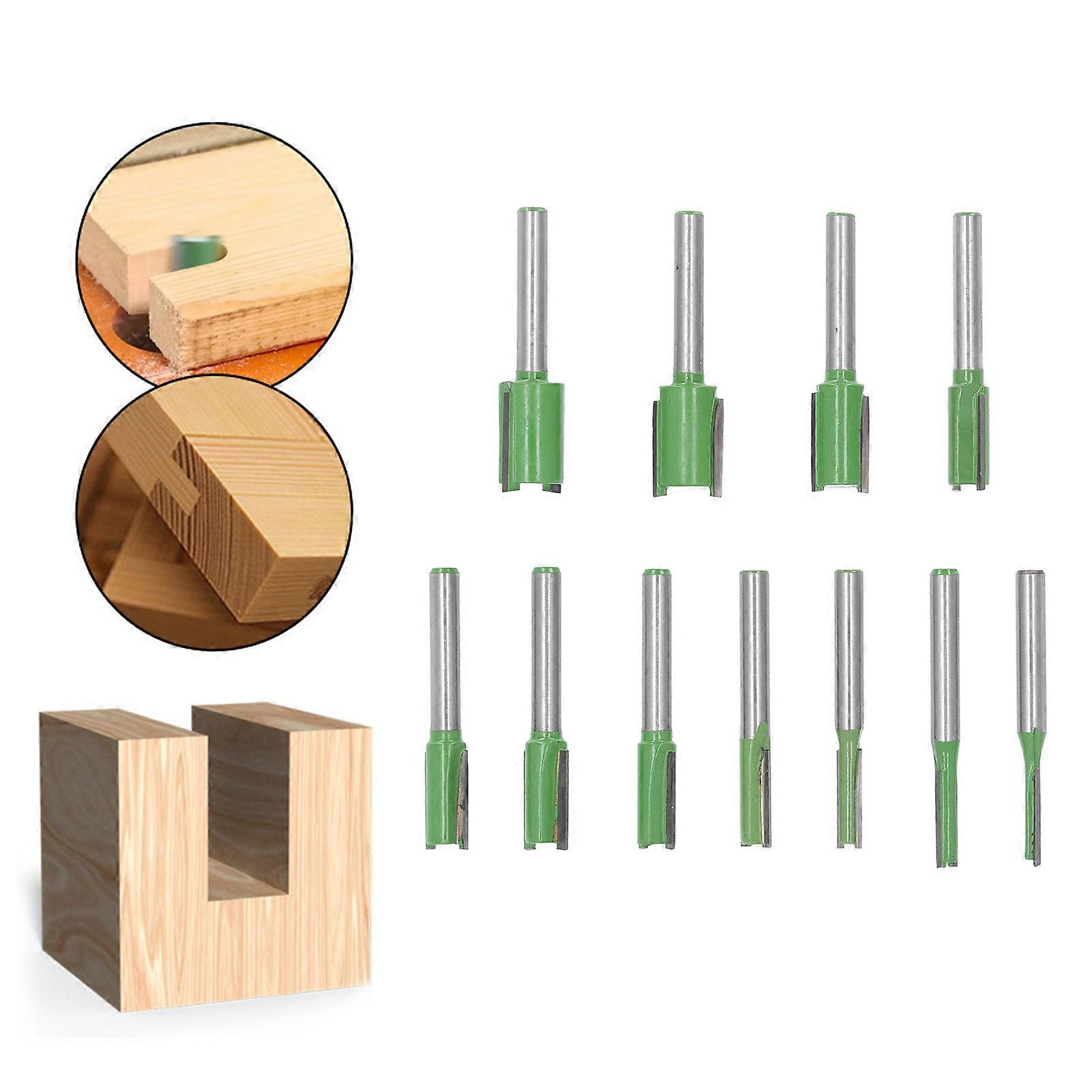 11PCS 6mm Shank Router Bits Tungsten Steel Alloy Single Double Flute Straight Bit for Trimming Carving 