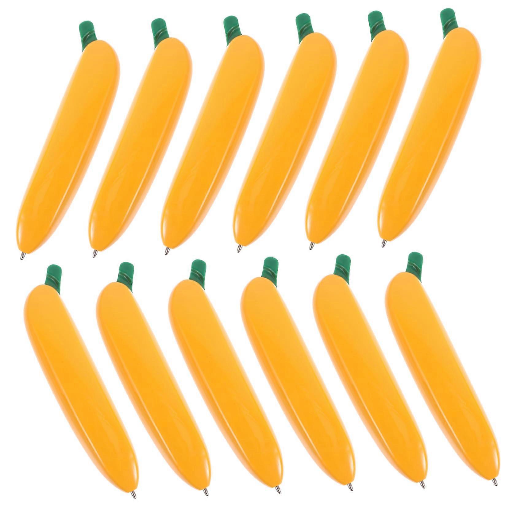 Banana Ballpoint Pens Pack of 12 Fine Point Yellow Gel Writing Pens for Diary and Note Taking, Durable ABS Material