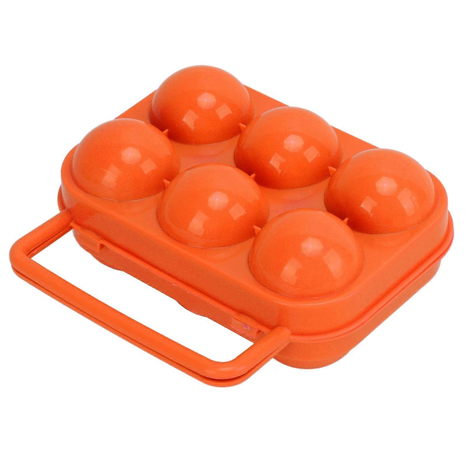 6 Egg Carton, 6-Pack, ABS Plastic, Orange, Grid-Style Egg Storage Organizer