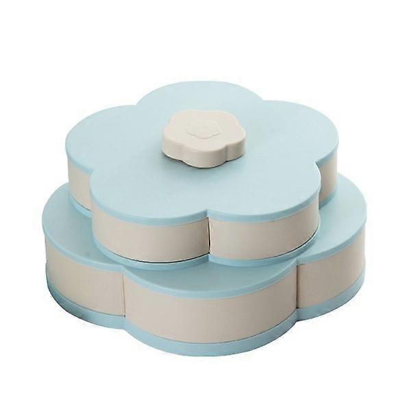 Rotating Snack Box Container (Flower Shape Candy Box, Blue)