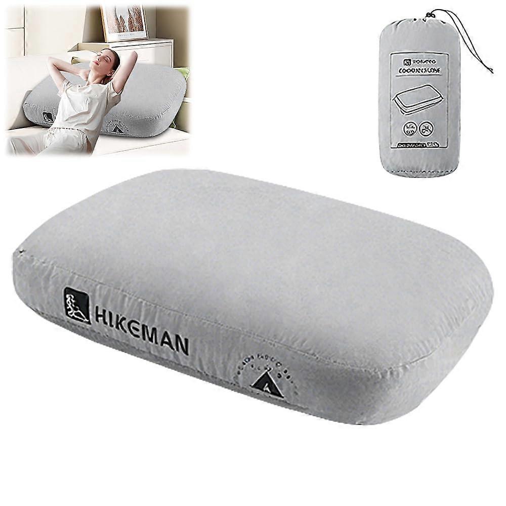Camping Memory Foam Pillow, Lightweight Travel Pillow with Removable Case, Ergonomic for Neck Support (Gray)