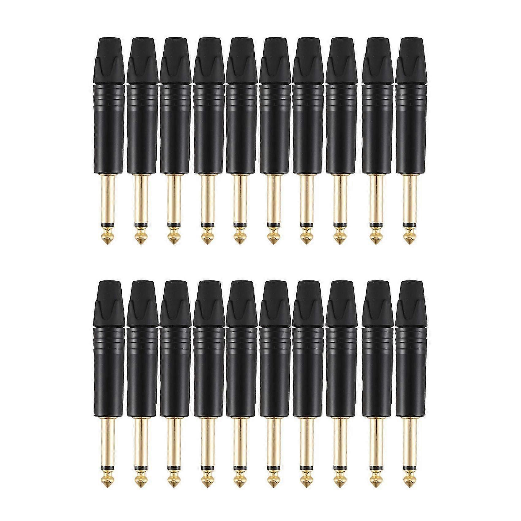 10Pcs Plug Mono 6.35 Mm 6.5Mm Stereo Jack Plug Black