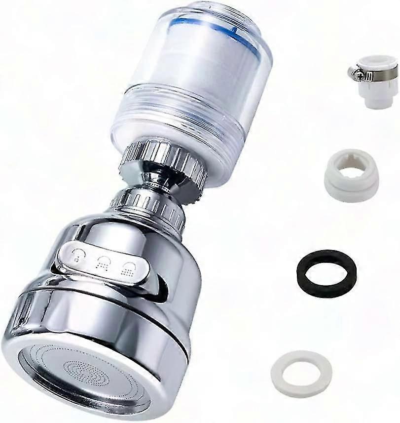 Rubinetto da cucina girevole a 360 ° Filtro dell'acqua, Purificatore anticalcare antispruzzo con 3 modalità regolabili e risparmio idrico (argento)