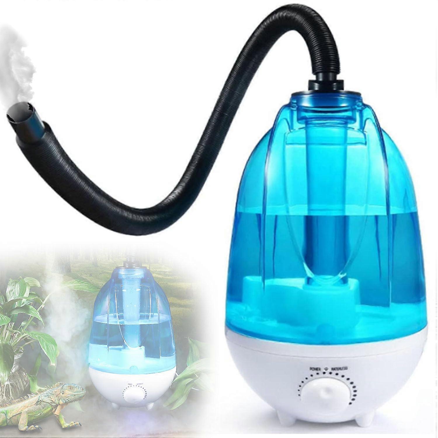 Reptile Humidifier Fogger 4L Capacity Adjustable Button Flexible Hose For Lizards Frogs Amphibians Silent Mist