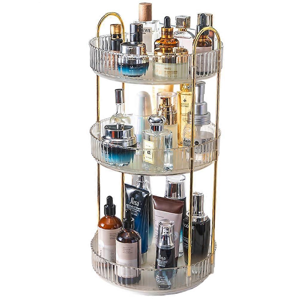 Makeup Organiser 360° Rotating, Large Capacity Cosmetic Storage Shelf (3 Tier, White)