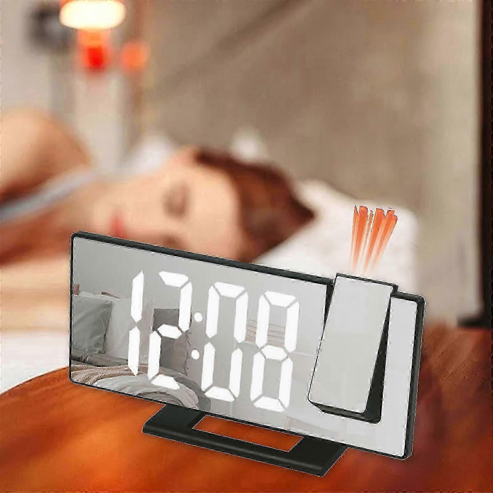Digital Alarm Clock with Ceiling Projection, LED Display, Mirror Design, Adjustable Brightness, Snooze Feature