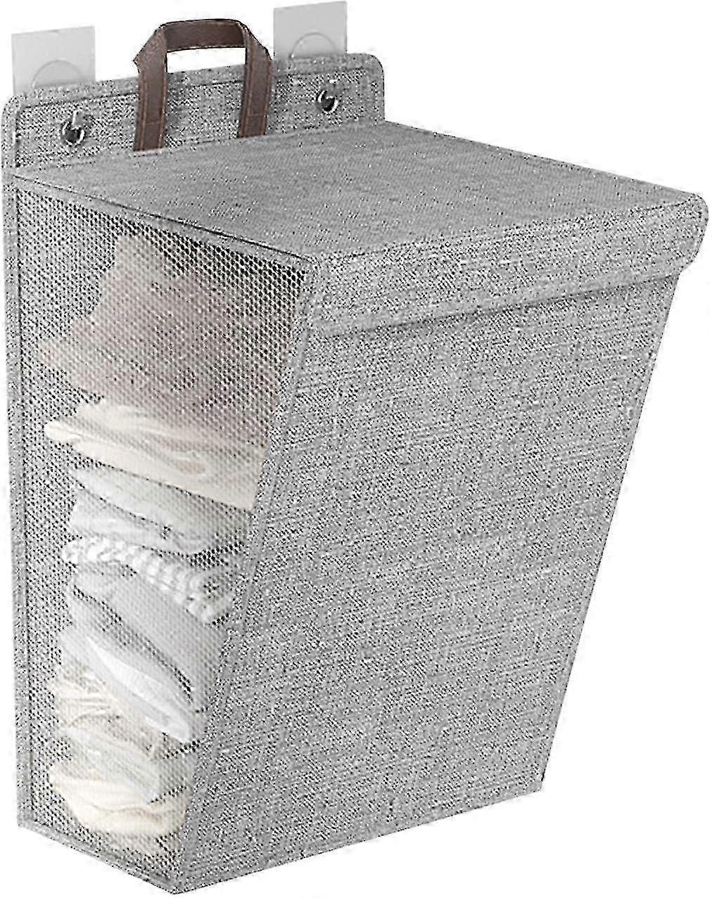 Foldable Hanging Storage Basket Organizer for Home, Dormitory & Office, Space-Saving Grey Cloth Holder