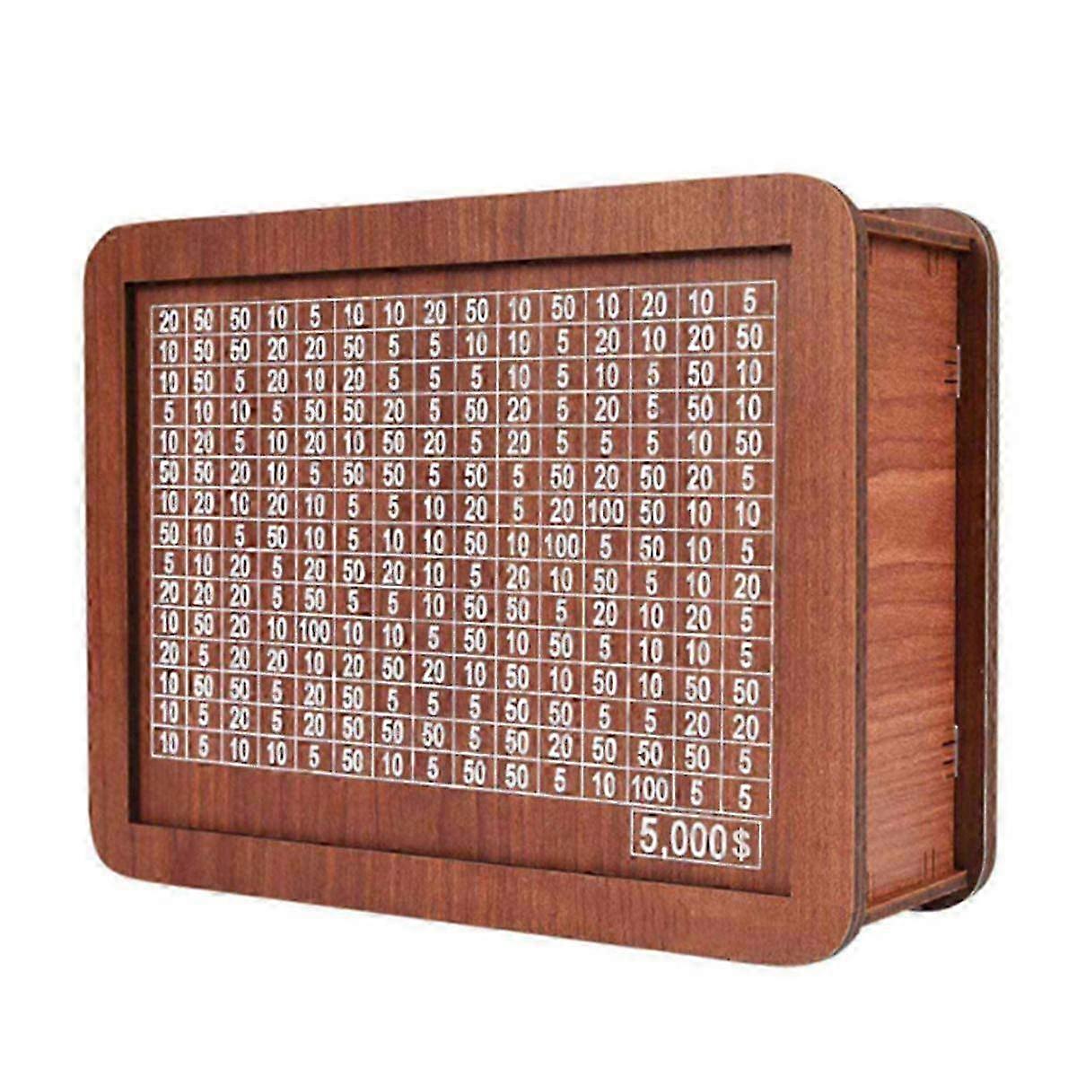 Wooden Piggy Bank for Adult Kids, Money Box with Counter, Money Saving Tin, Reusable Money Box with Counting Target-D